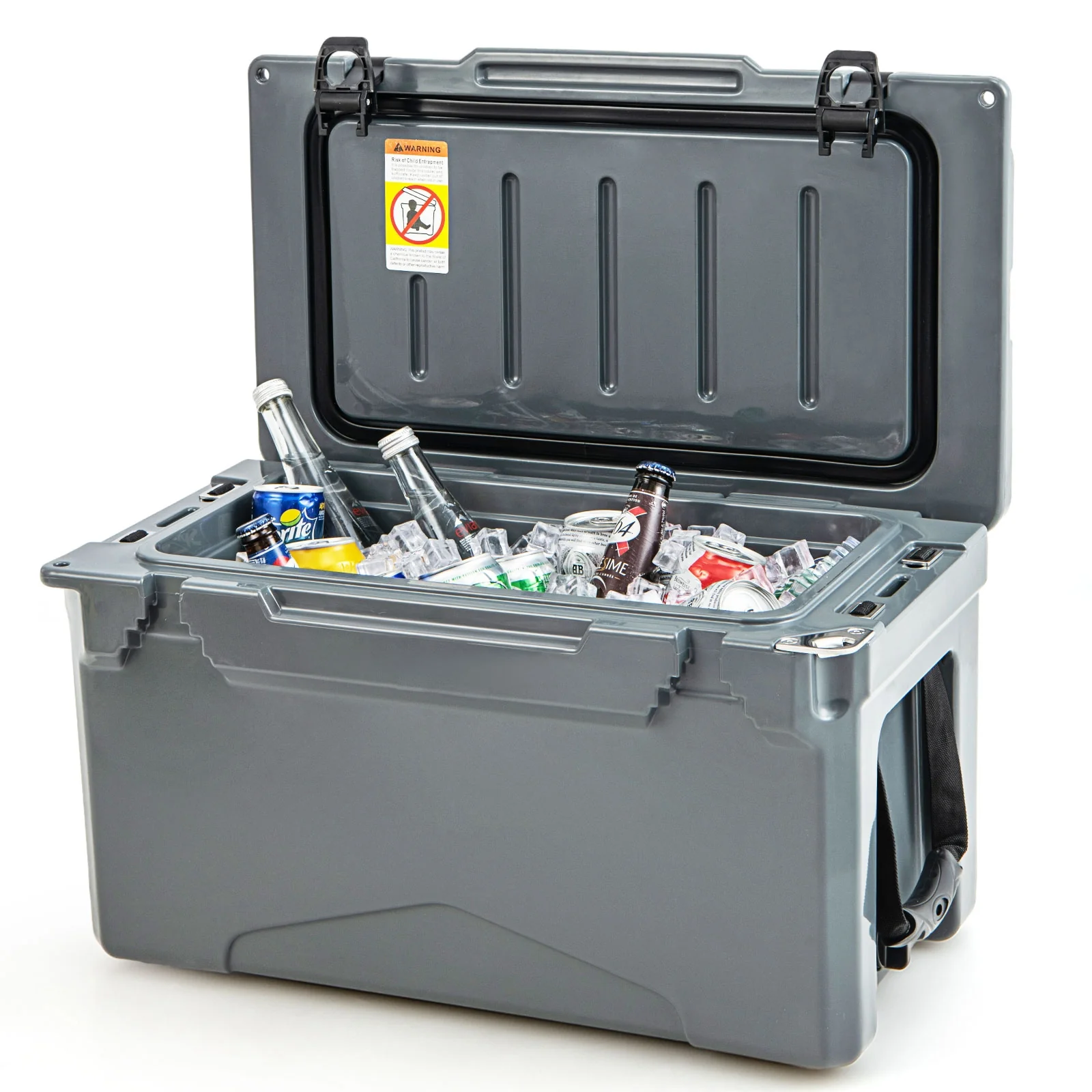 Rotomolded Cooler With Cup Holders, Bottle Opener, Gray - Image 5