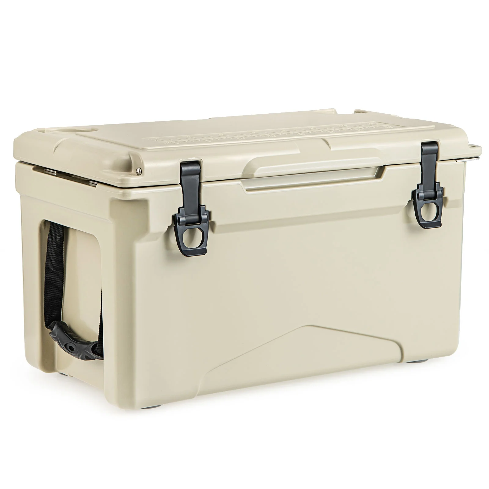 Rotomolded Cooler With Cup Holders, Bottle Opener, Tan - Image 4