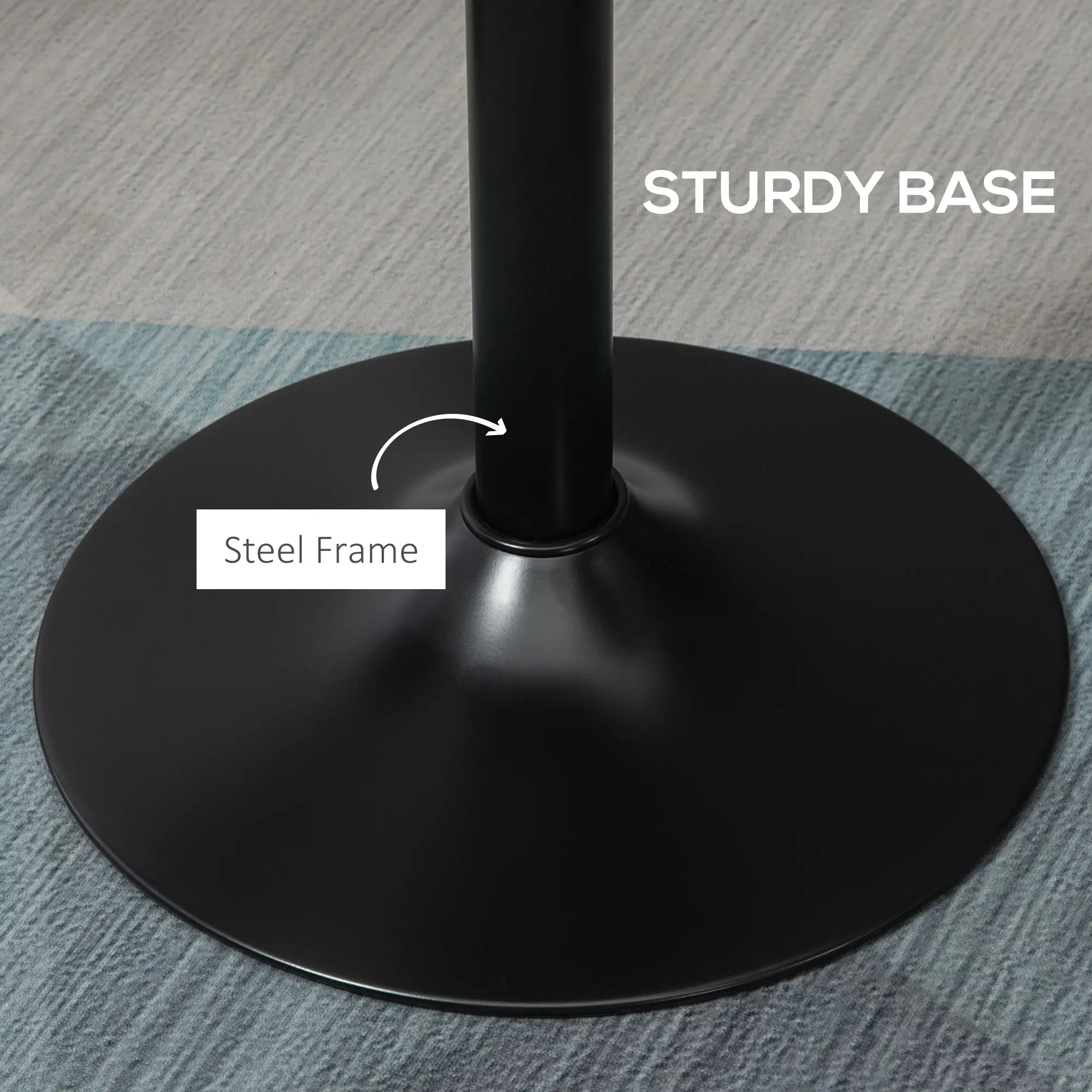 Round Bar Table 42 Inch, Industrial Bistro Table, Metal Base, Elm Wood Top - Image 6