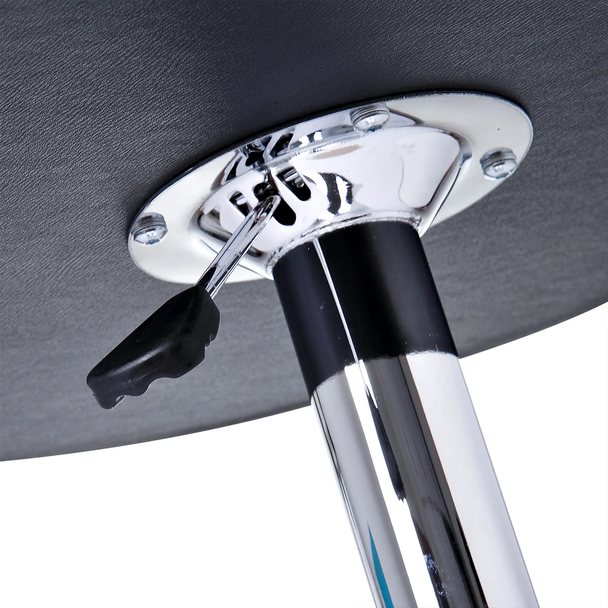 Round Bar Table, Adjustable Height, Faux Leather Top, Chrome Base, Black - Image 10