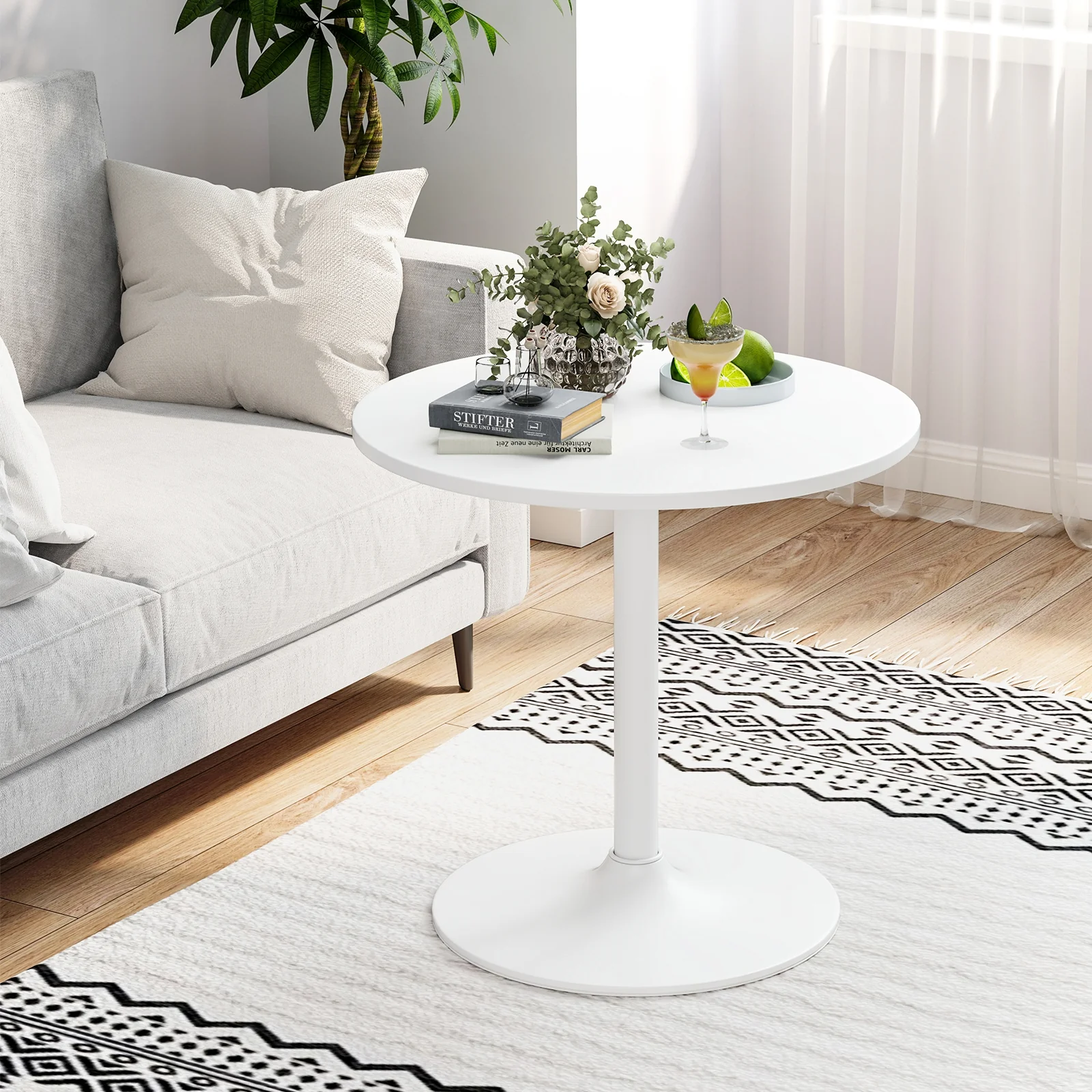 Round Bistro Table, 40 Inch, Bar Height, Set of 2, White - Image 2