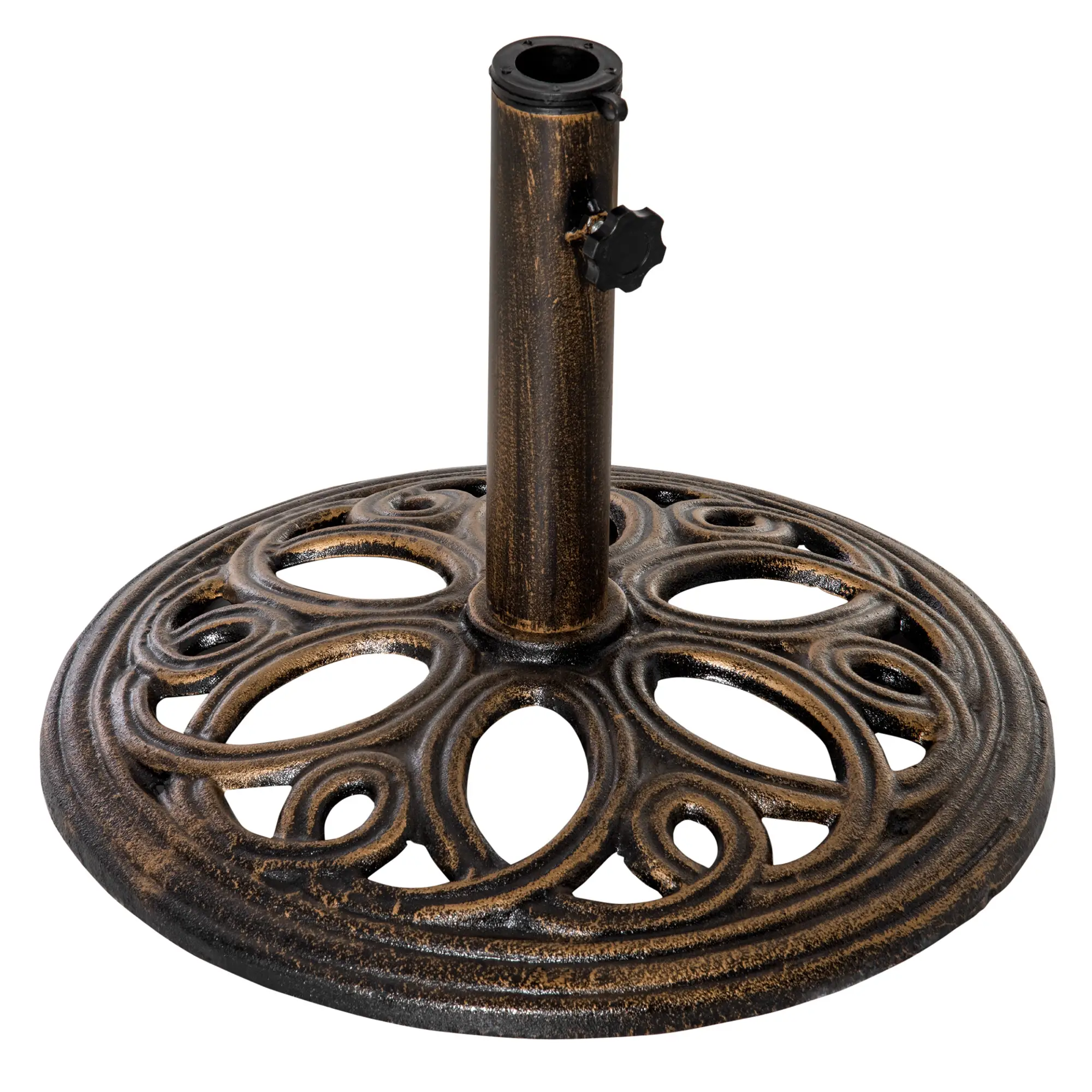 Round Cast Iron Umbrella Base Stand, Outdoor, Fit Dia. 1.5", 2" Pole, Bronze - Image 11