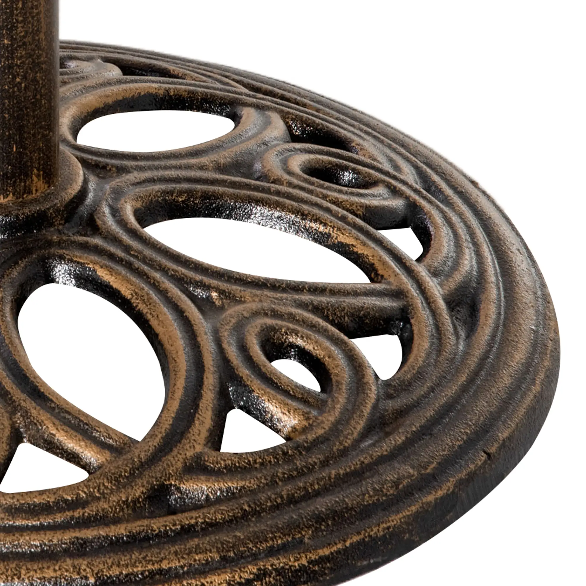 Round Cast Iron Umbrella Base Stand, Outdoor, Fit Dia. 1.5", 2" Pole, Bronze - Image 6