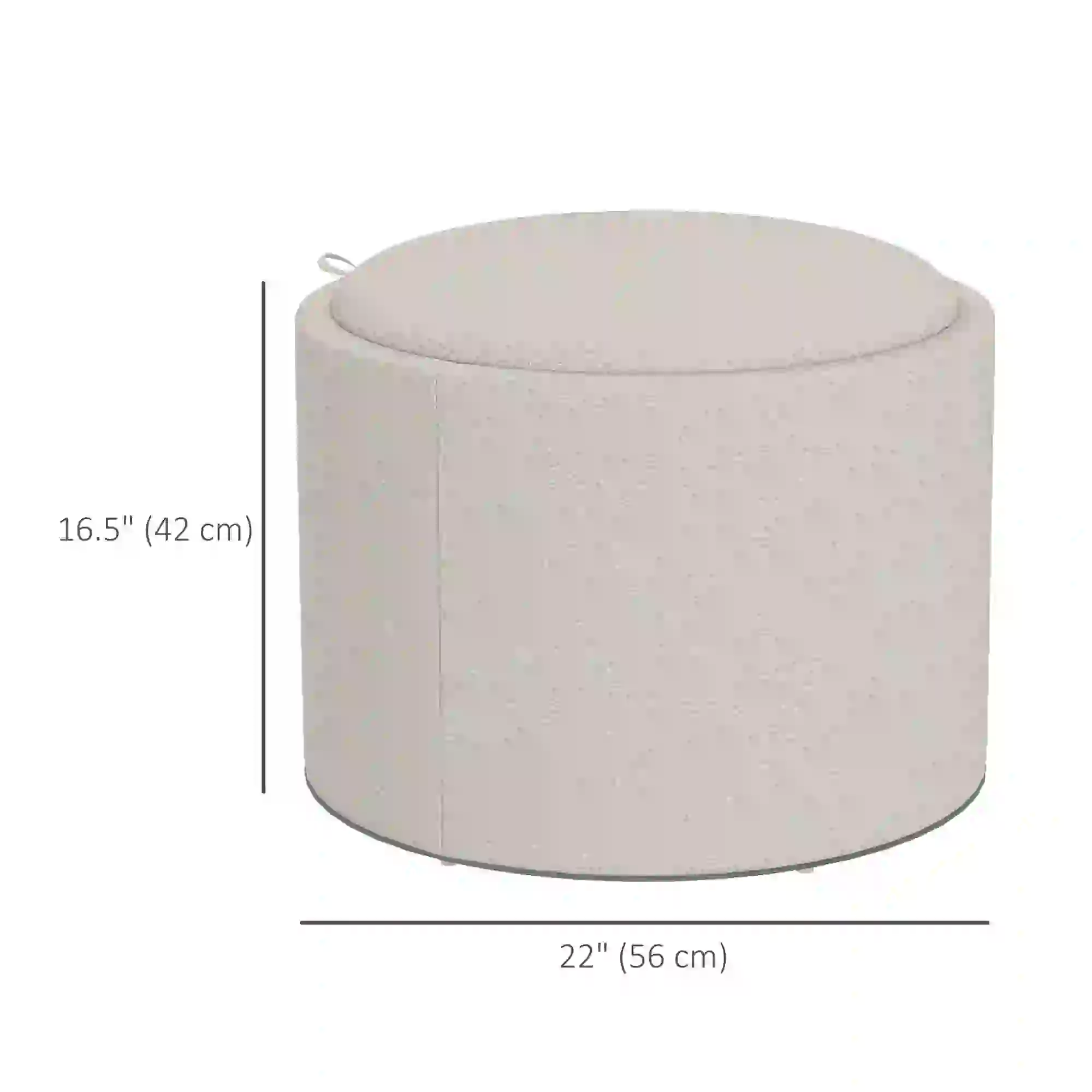 Round Coffee Table with Hidden Storage, Tray Top, Linen Footrest - Image 3