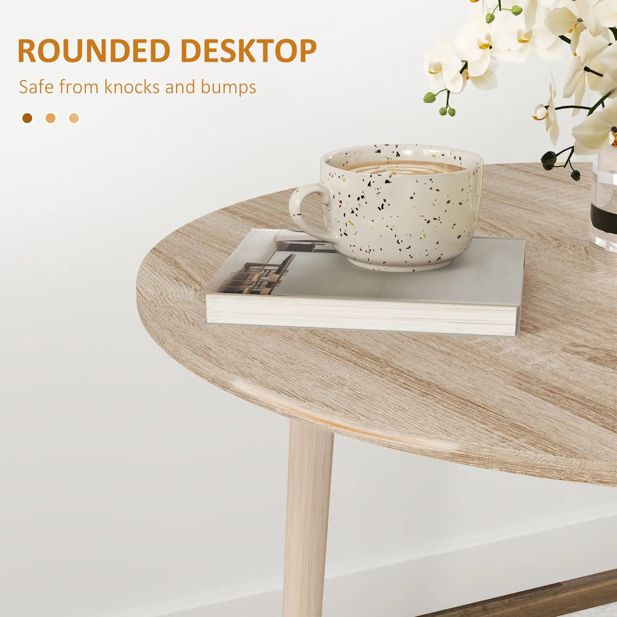 Round Folding Dining Table, Drop Leaf Kitchen Table, Wood Legs, Oak - Image 7