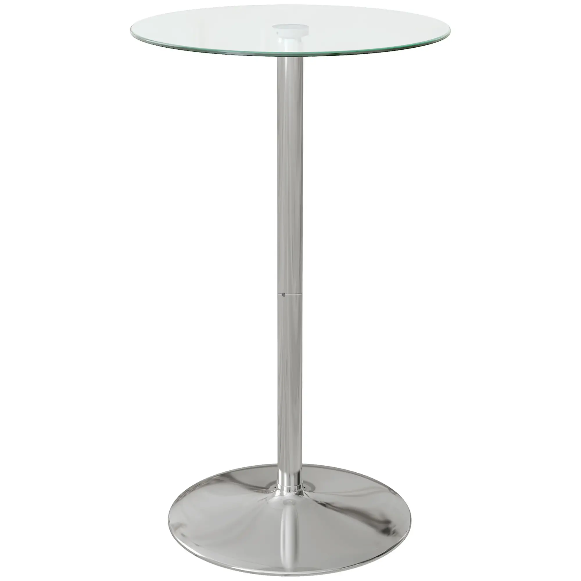 Round High Top Bar Table, Tempered Glass Top, Steel Base, Clear - Image 11