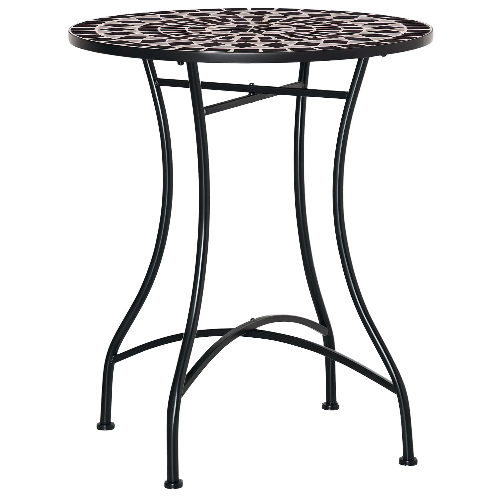 Round Mosaic Patio Table, Metal Frame, Outdoor Garden Furniture, Black - Image 10