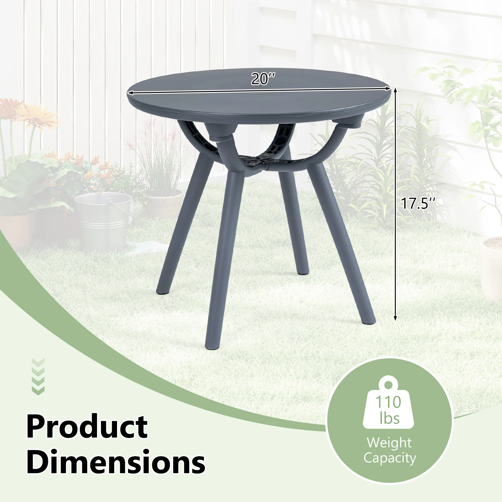 Round Patio Storage Side Table, Set Of 2, Gray - Image 4