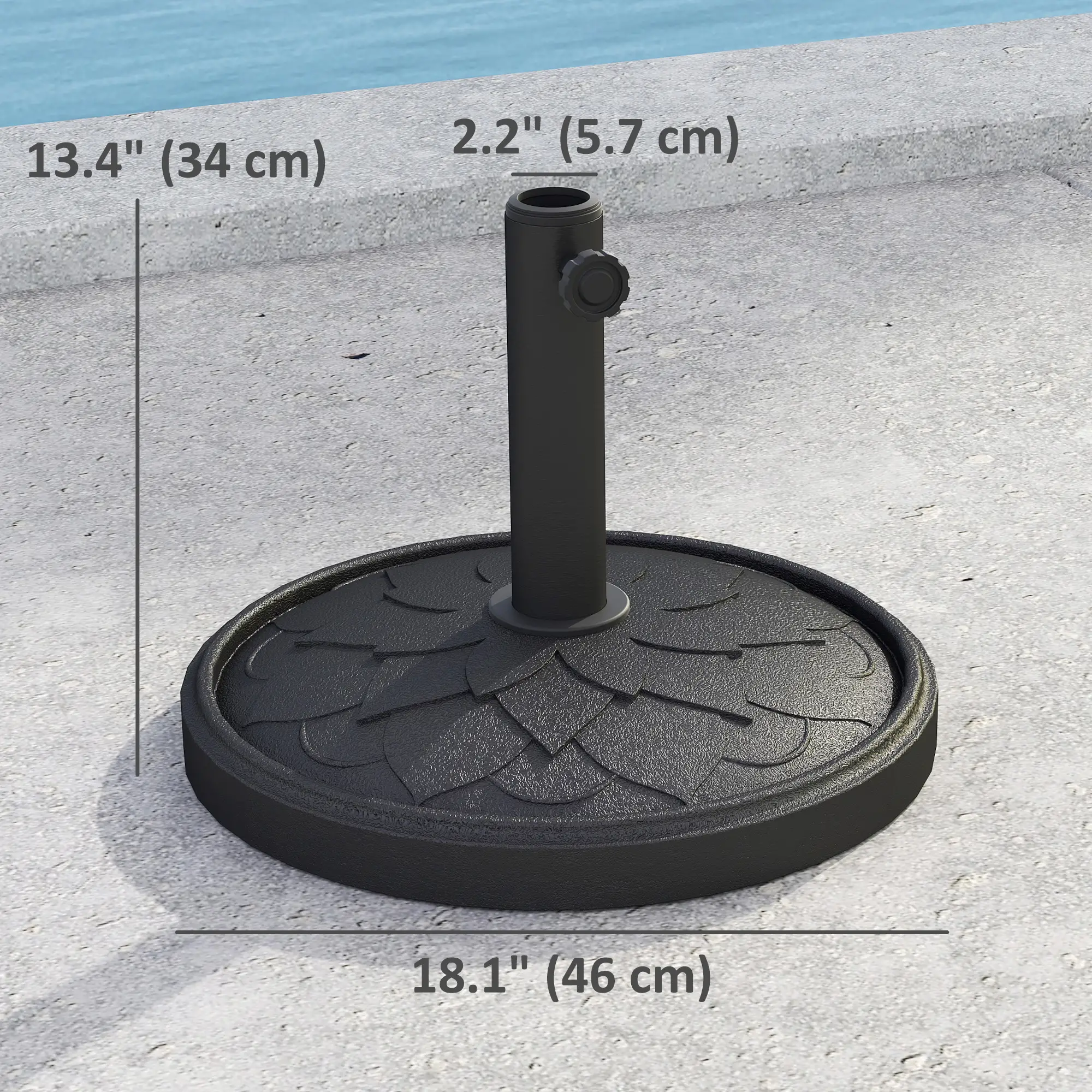 Round Patio Umbrella Base, 26 lbs Resin Stand, Black - Image 3