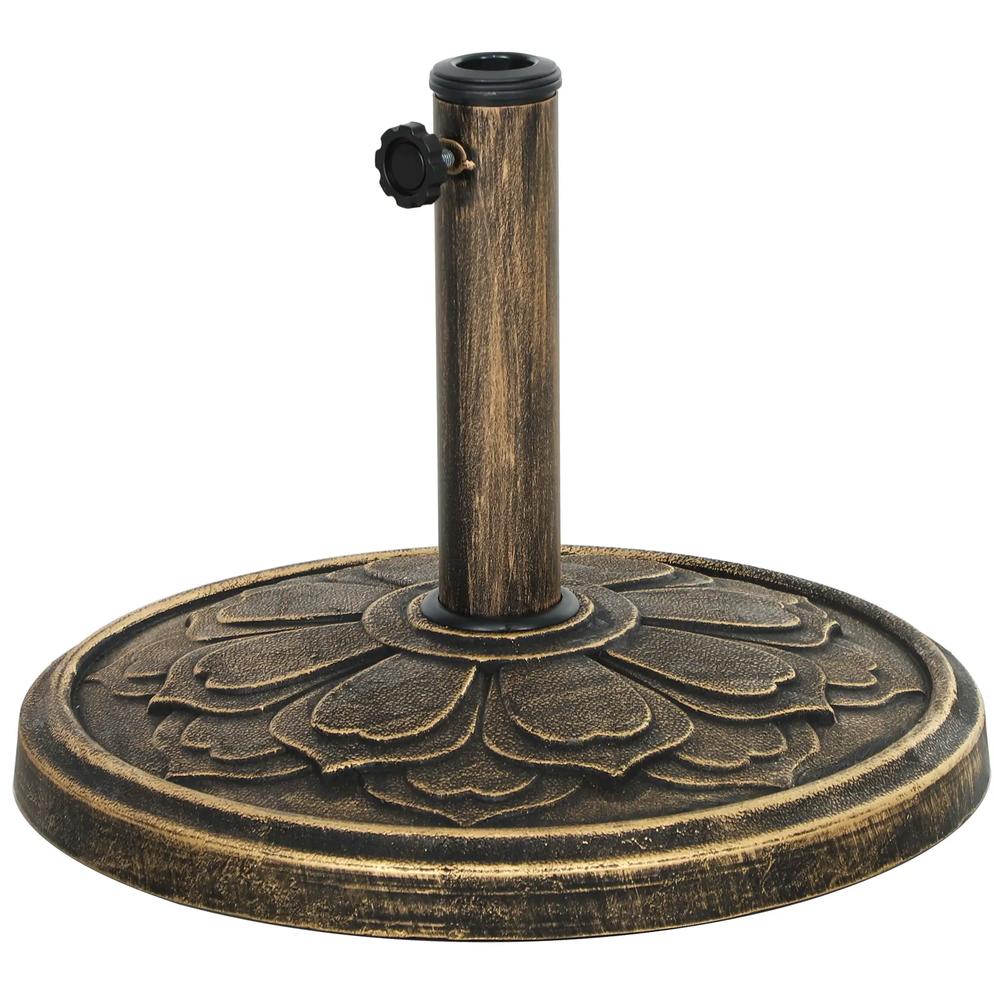 Round Patio Umbrella Base, 26 lbs Resin Stand, Fits 1.3"/1.5"/1.9" Poles, Bronze