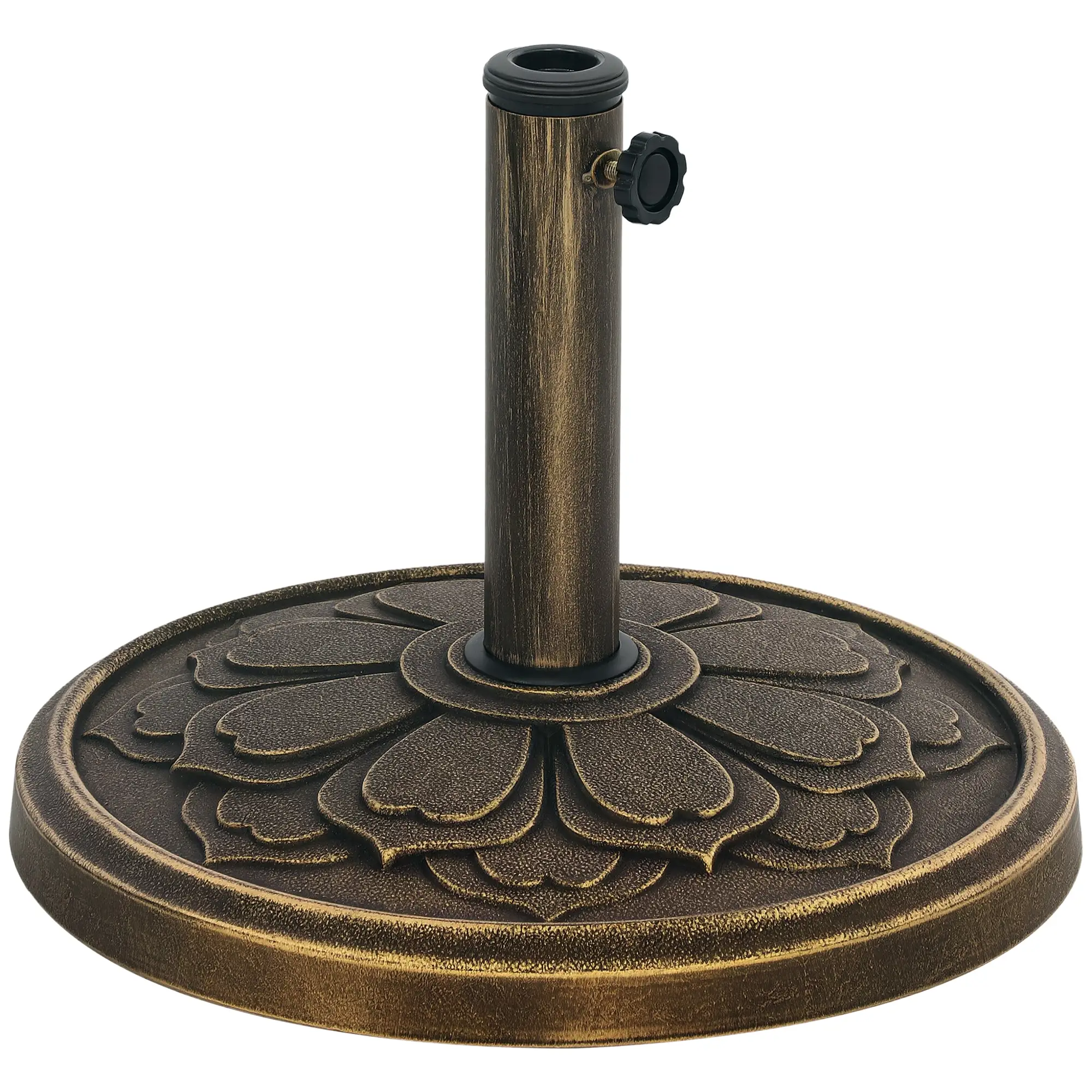 Round Patio Umbrella Base, 26 lbs Resin Stand, Fits 1.3"/1.5"/1.9" Poles, Bronze - Image 11