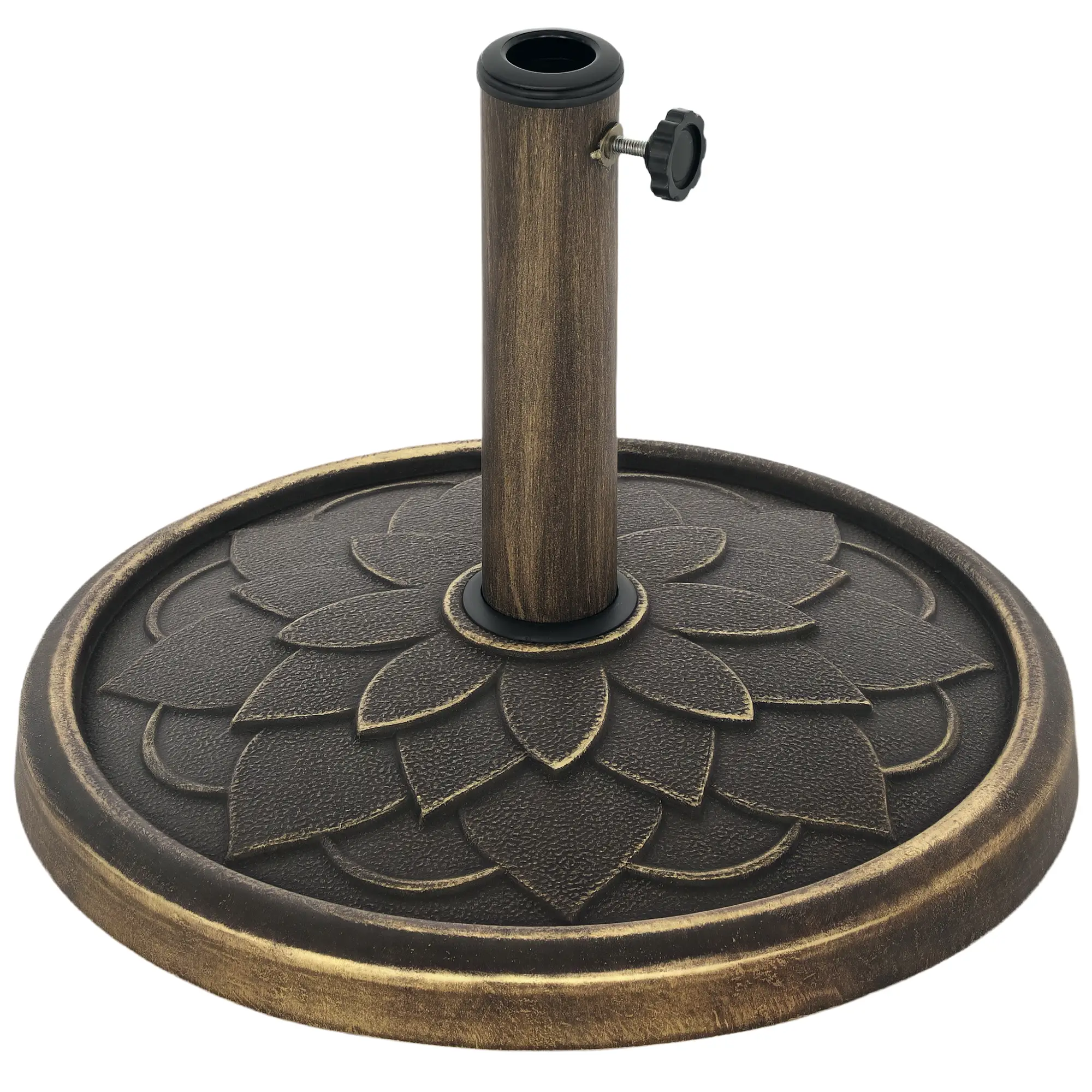 Round Patio Umbrella Base, 26 lbs Resin Stand, Heavy Duty Holder, Bronze - Image 11