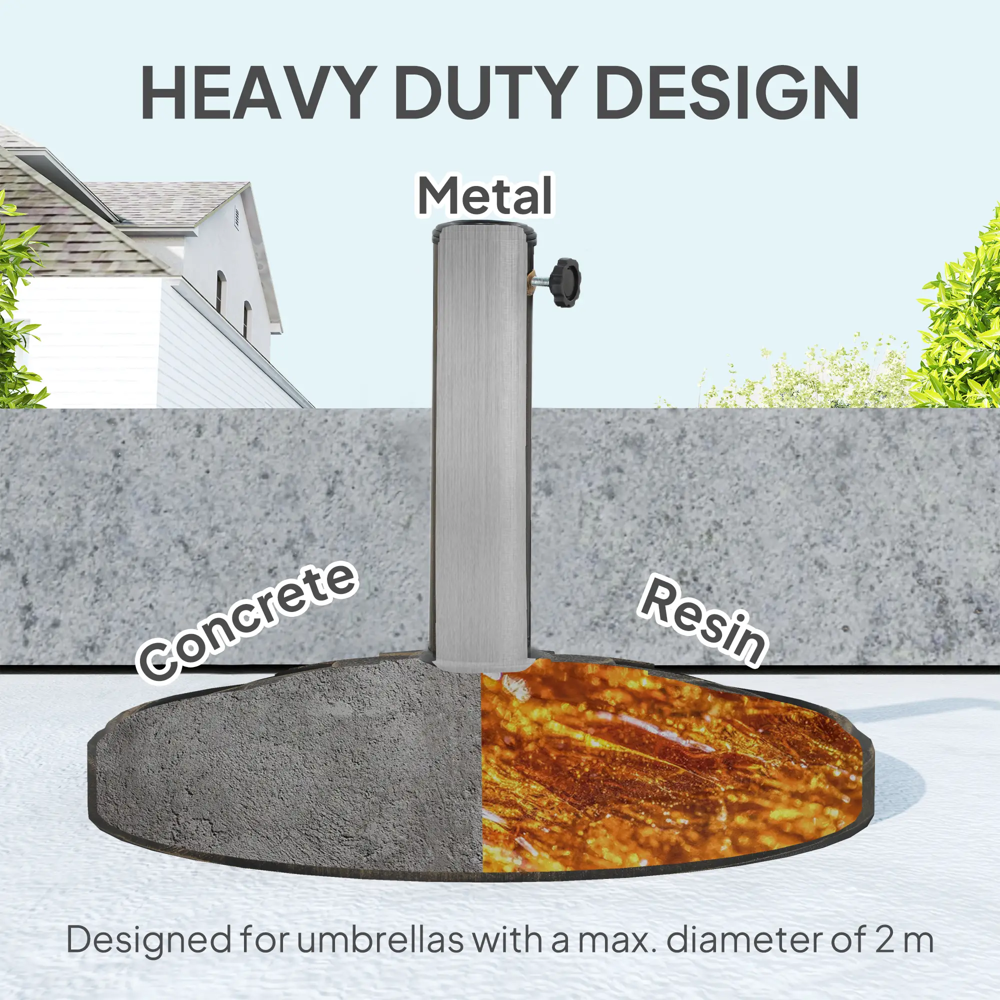 Round Patio Umbrella Base, 26 lbs Resin Stand, Heavy Duty Holder, Bronze - Image 5