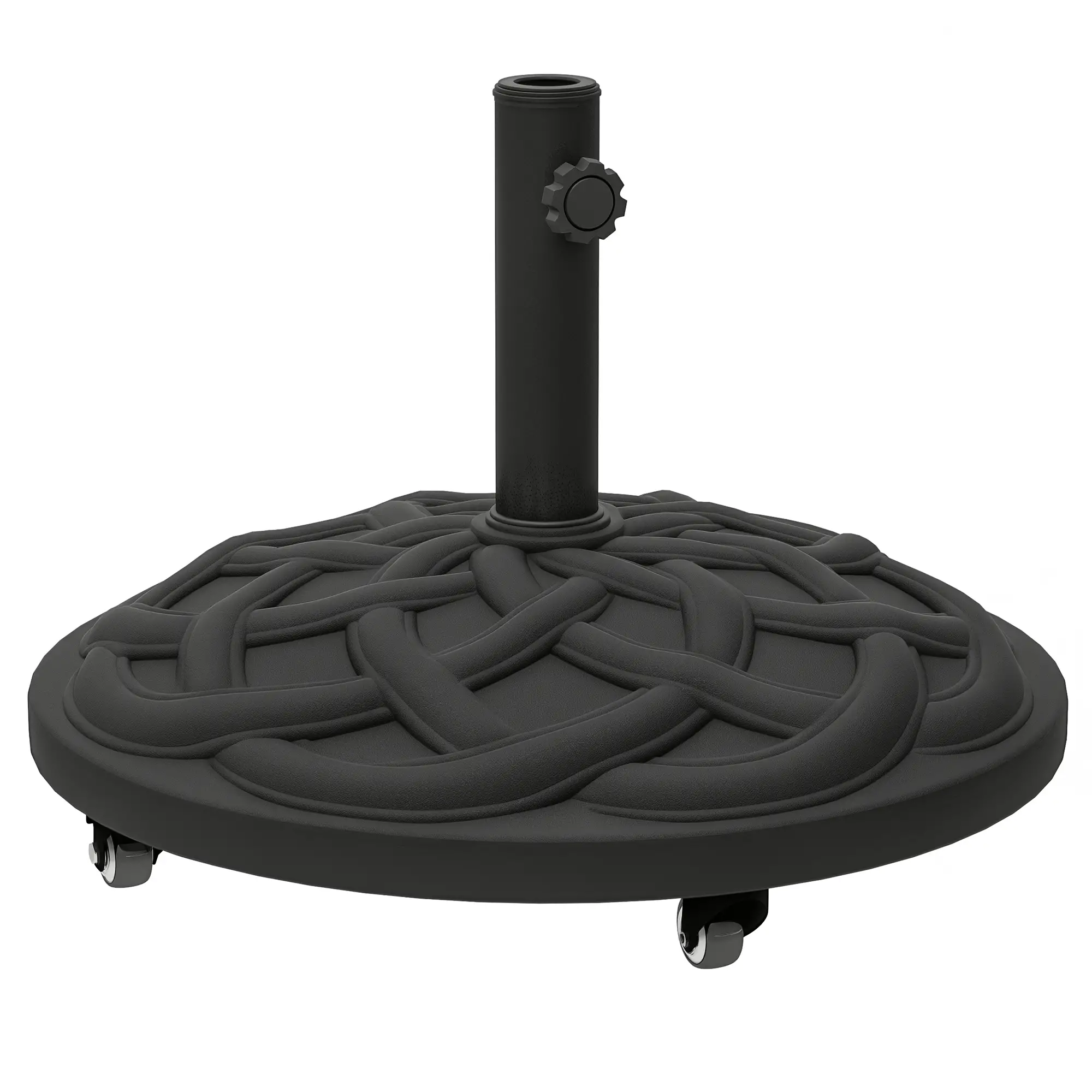 Round Patio Umbrella Base With Wheels, 44 Lbs Resin Stand, 1.3"/1.5"/1.9" Poles, Black - Image 11