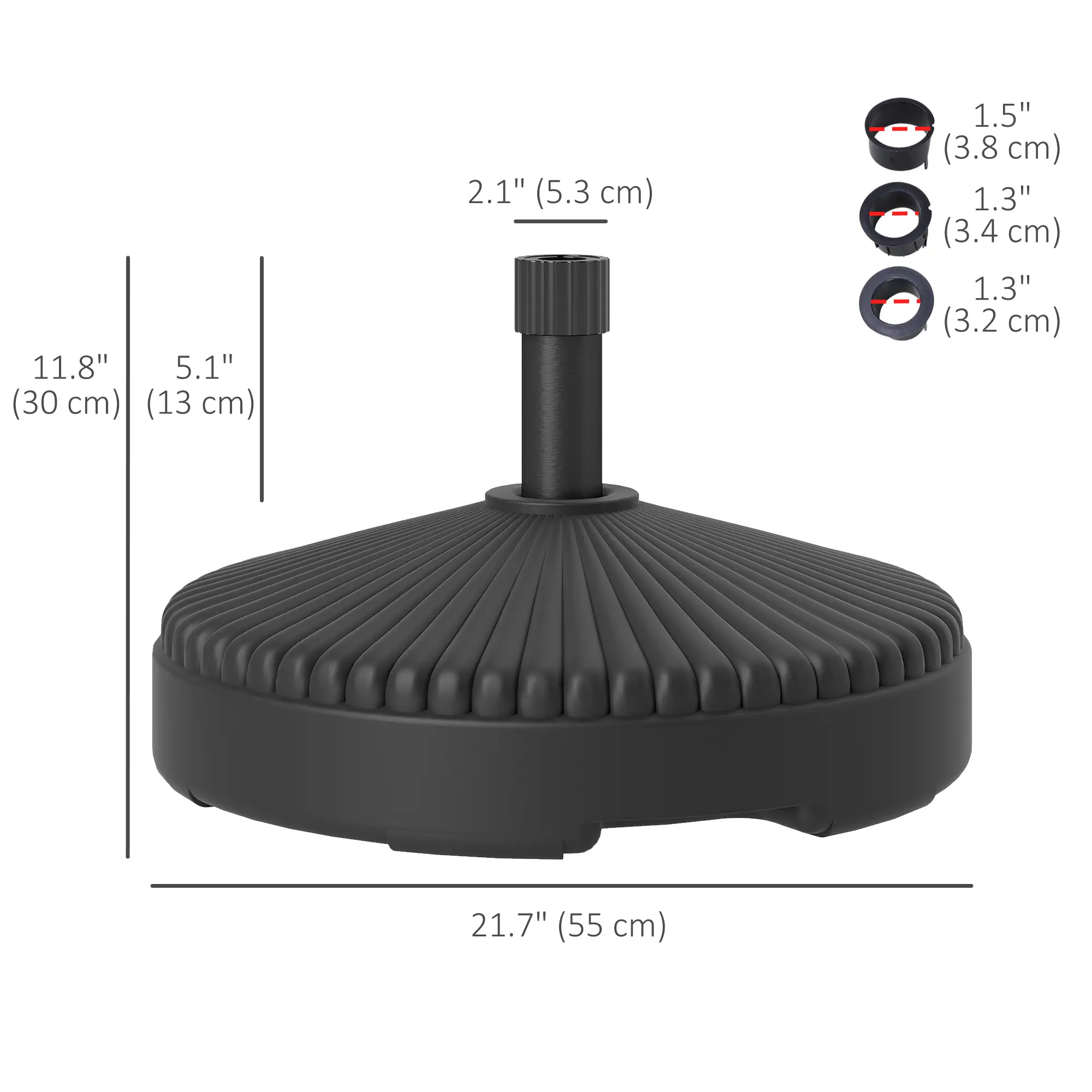 Round Plastic Patio Umbrella Base, 62lbs Sand or 51lbs Water, Black - Image 3