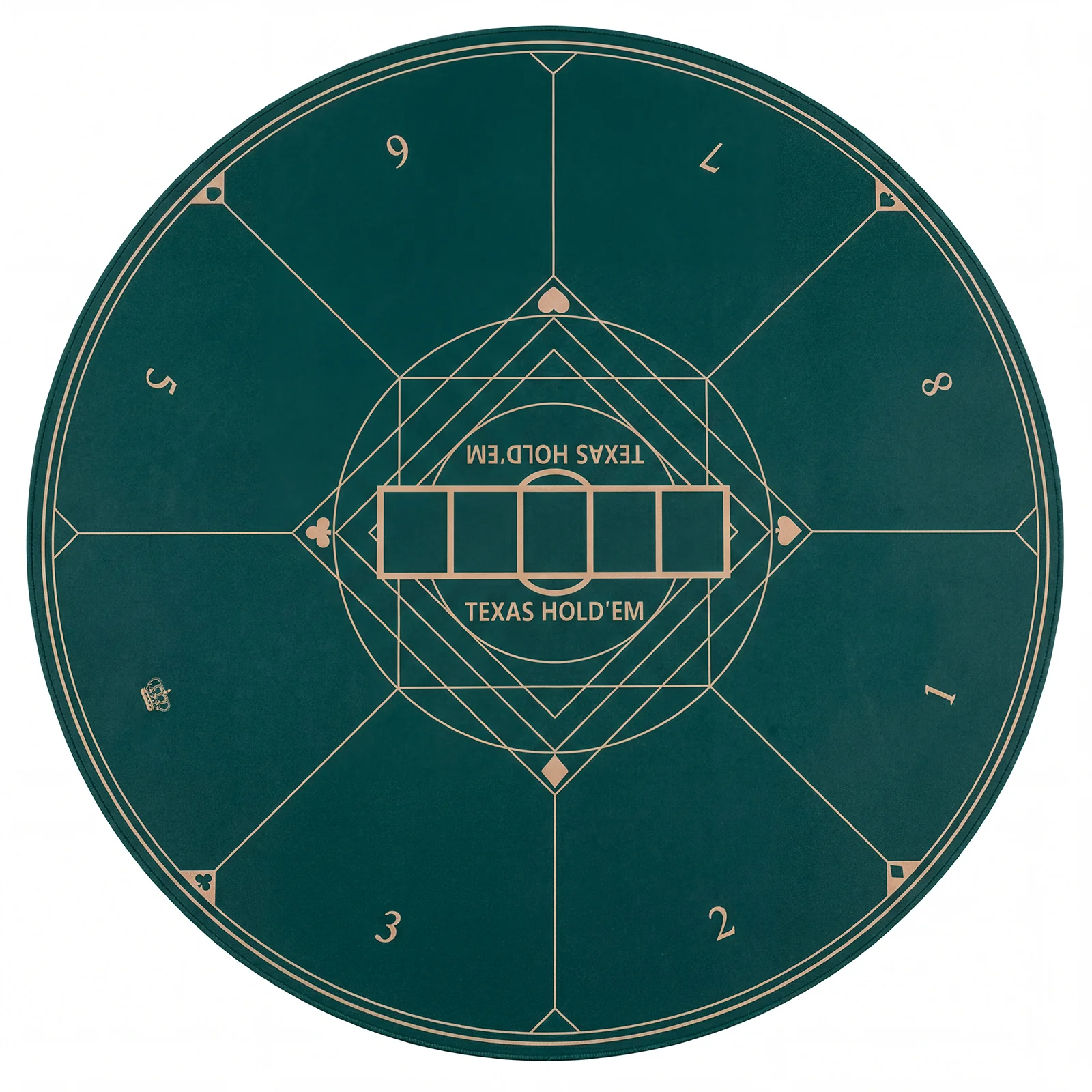 Round Poker Mat, 47", With Carrying Bag For 8 Players, Green