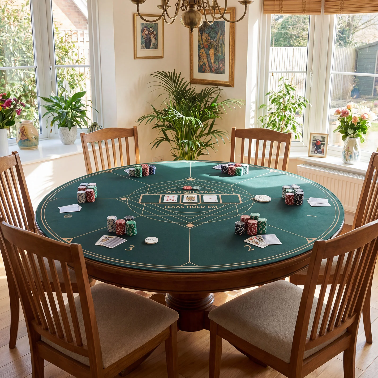 Round Poker Mat, 55 Inch, Portable Foldable Anti-Slip, Green - Image 3