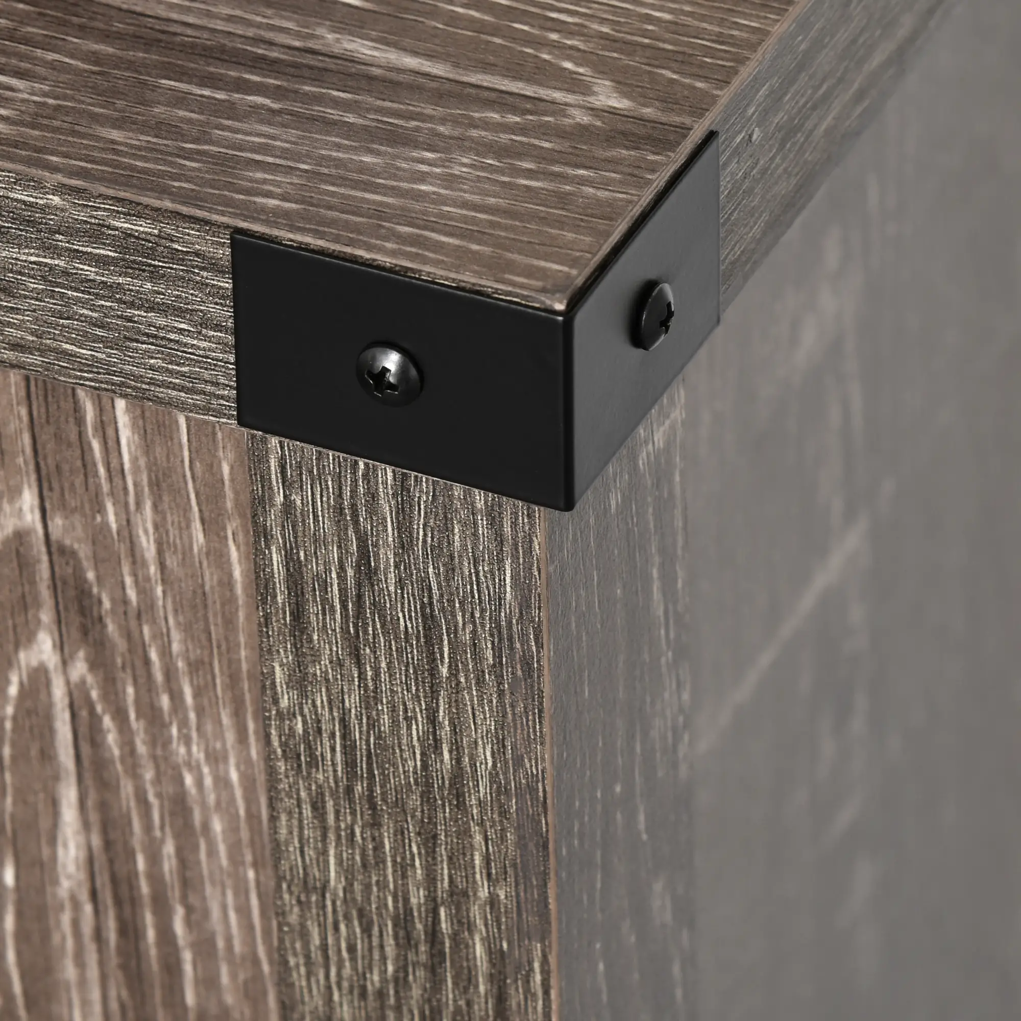 Rustic Barn Door Cabinet, Farmhouse Buffet Sideboard, Dark Oak - Image 9