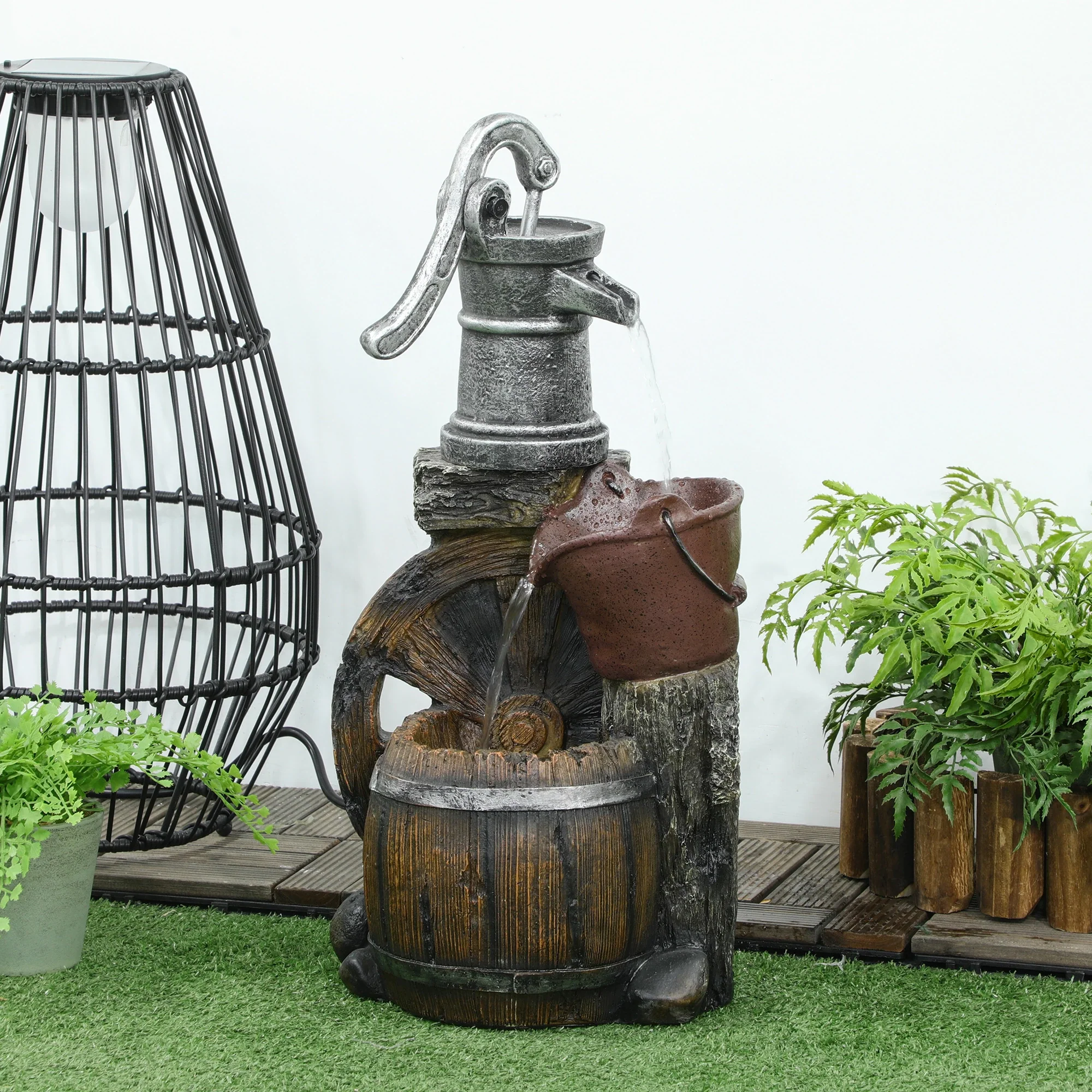 Rustic Waterfall Fountain, 3-Tier Cascading Outdoor, Adjustable Flow - Image 7