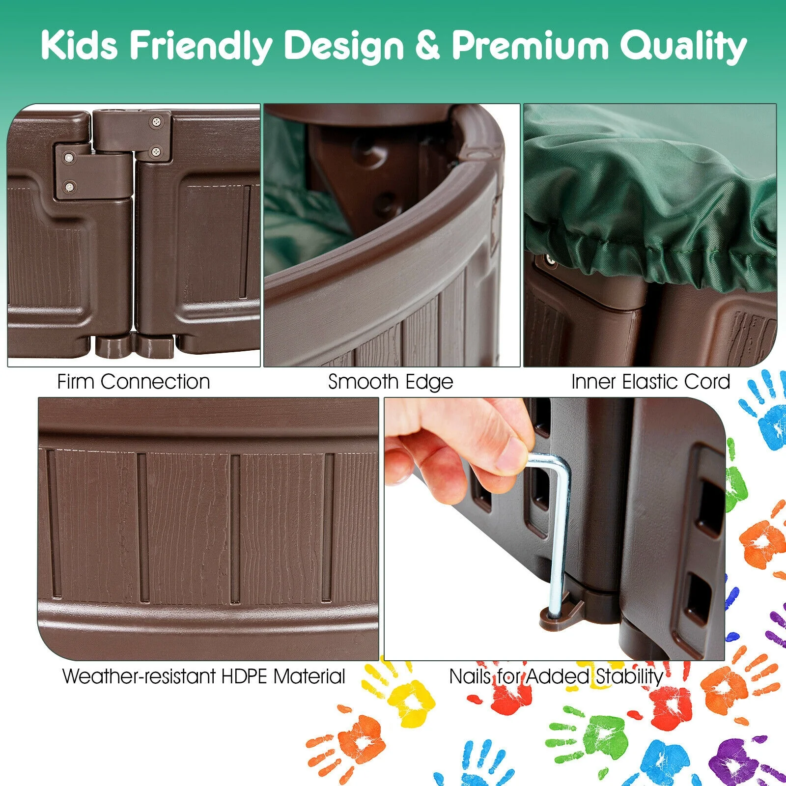 Sandbox With Built-In Corner Seat And Cover, Brown - Image 10