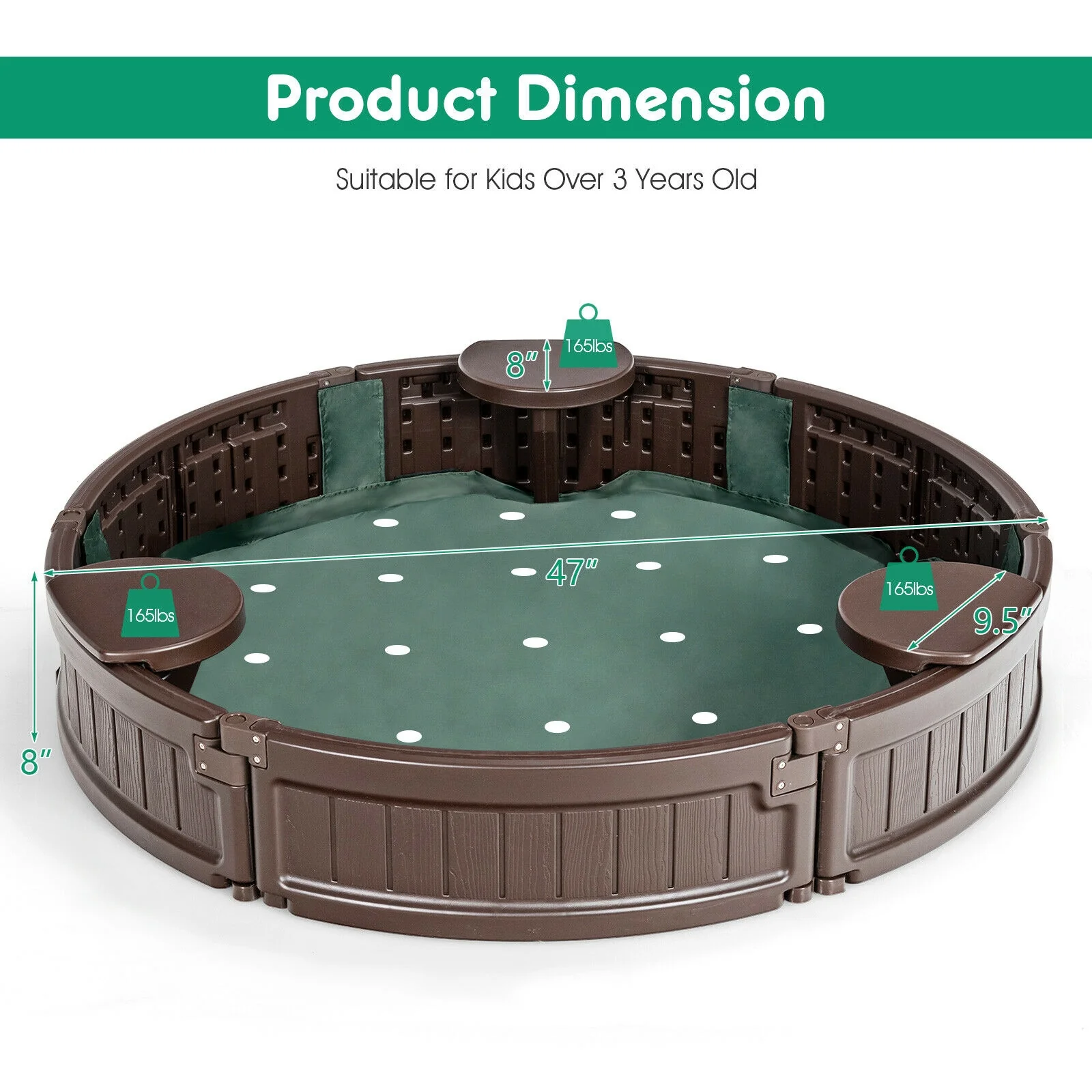 Sandbox With Built-In Corner Seat And Cover, Brown - Image 6