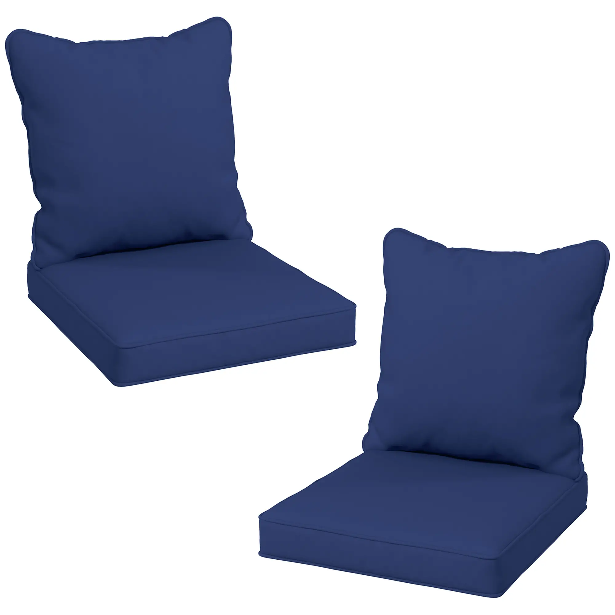 Seat Cushion Back Pillows Set of 2, Patio Chair Cushions, Dark Blue