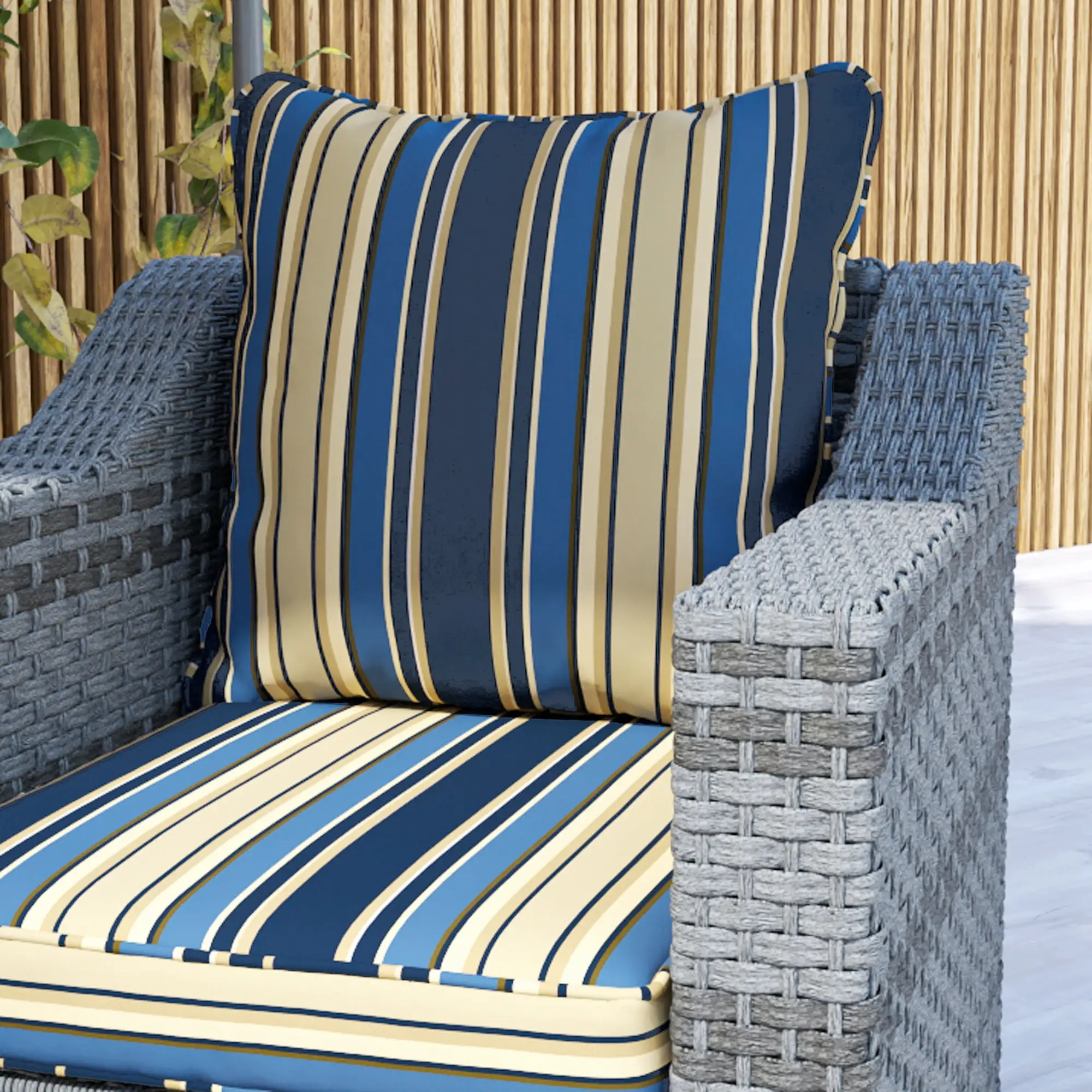 Seat Cushion Back Pillows Set of 2, Patio Chair Cushions, Indoor Outdoor, Blue - Image 10