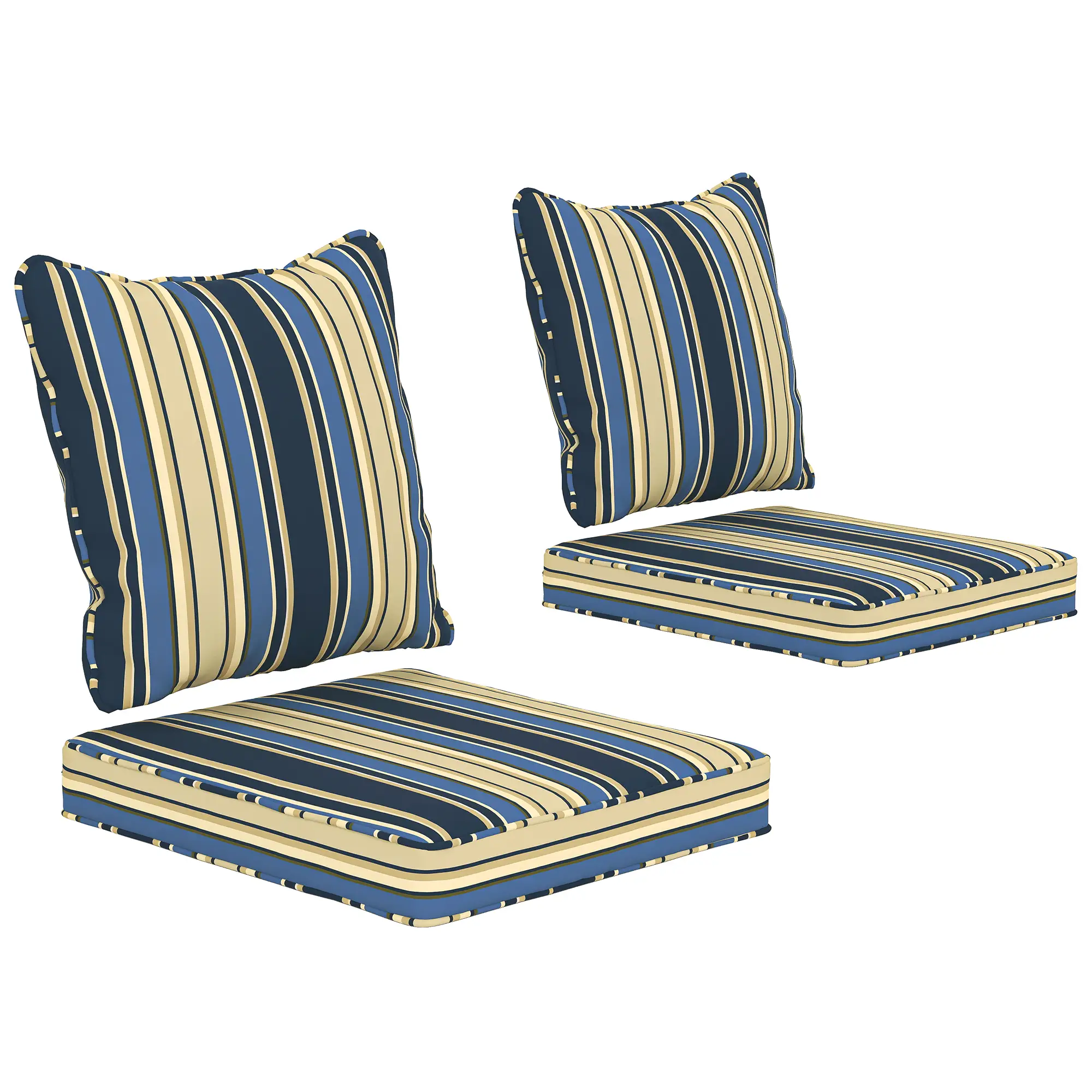 Seat Cushion Back Pillows Set of 2, Patio Chair Cushions, Indoor Outdoor, Blue - Image 11