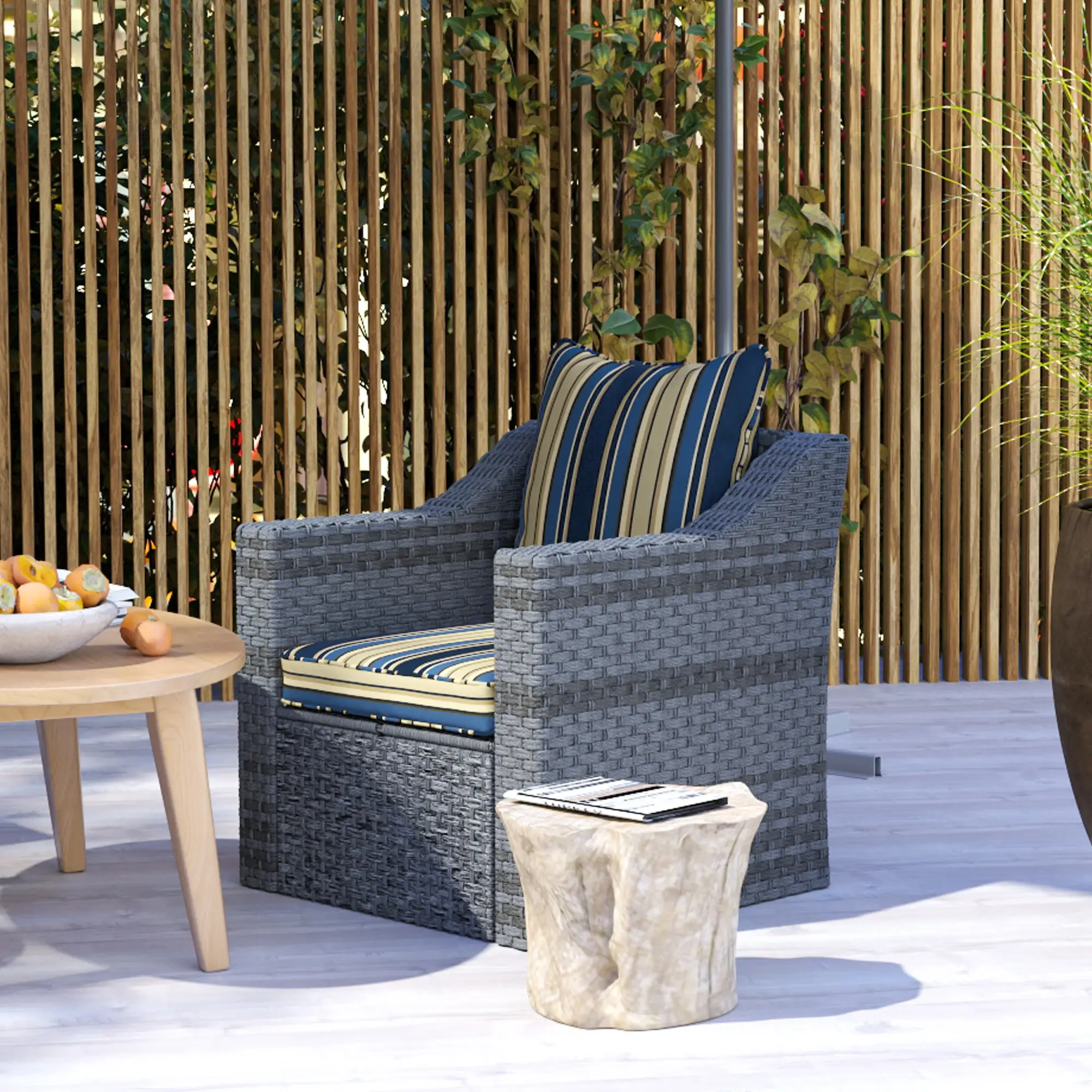 Seat Cushion Back Pillows Set of 2, Patio Chair Cushions, Indoor Outdoor, Blue - Image 9