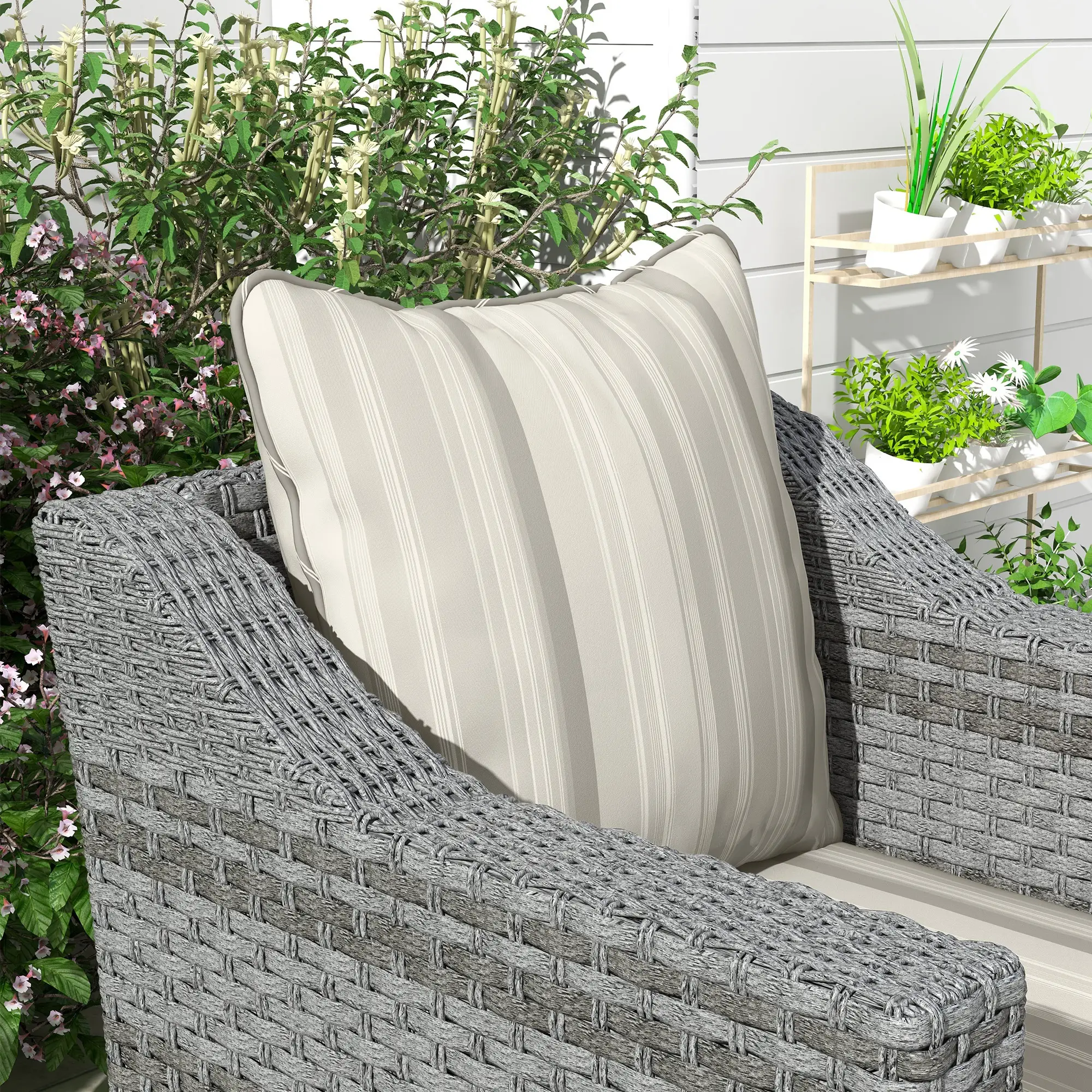 Seat Cushion Back Pillows Set of 2, Patio Chair Cushions, Indoor Outdoor, Grey - Image 10
