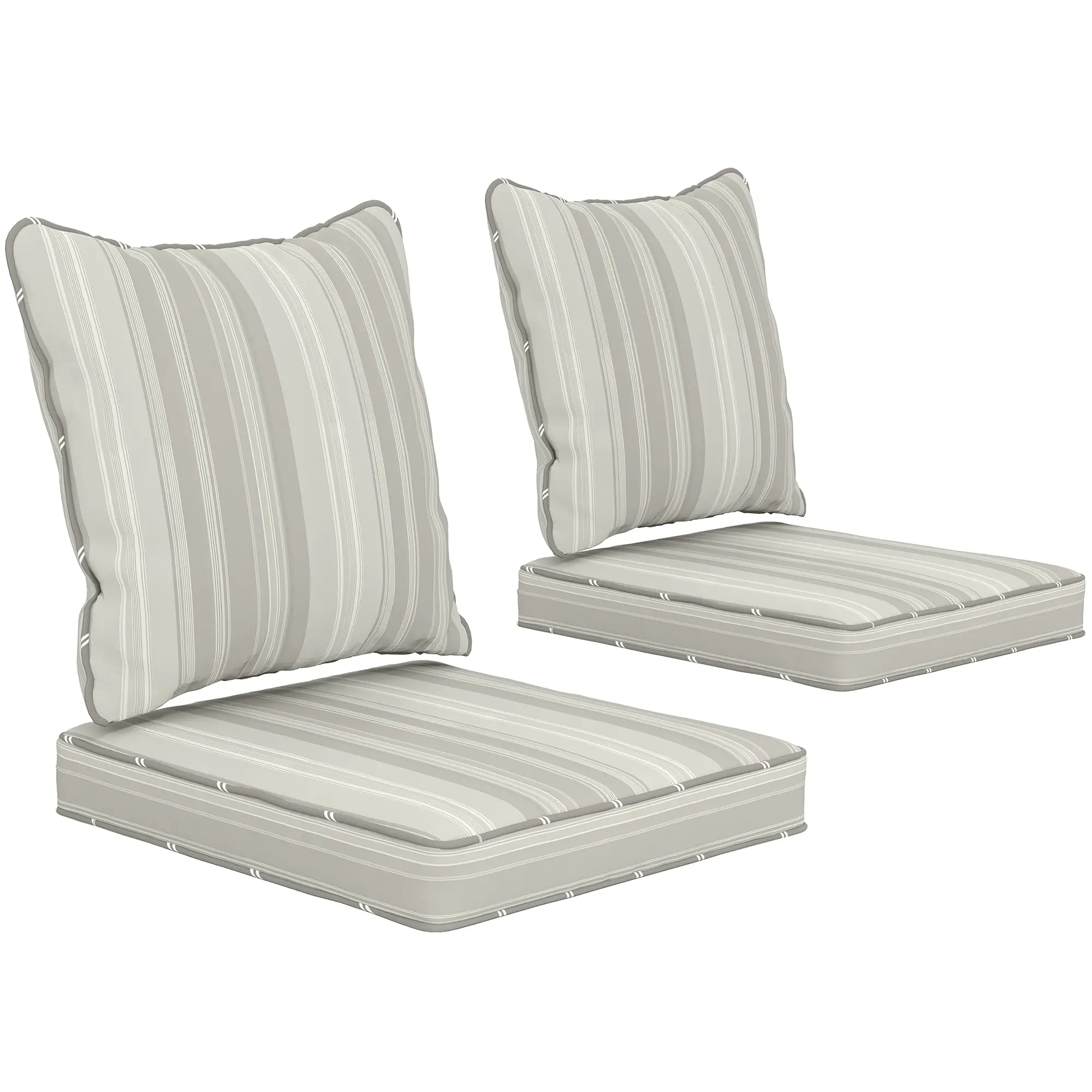 Seat Cushion Back Pillows Set of 2, Patio Chair Cushions, Indoor Outdoor, Grey - Image 11