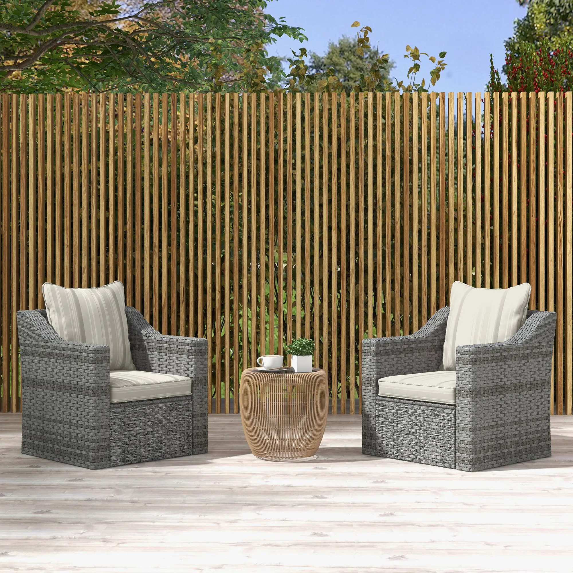 Seat Cushion Back Pillows Set of 2, Patio Chair Cushions, Indoor Outdoor, Grey - Image 9