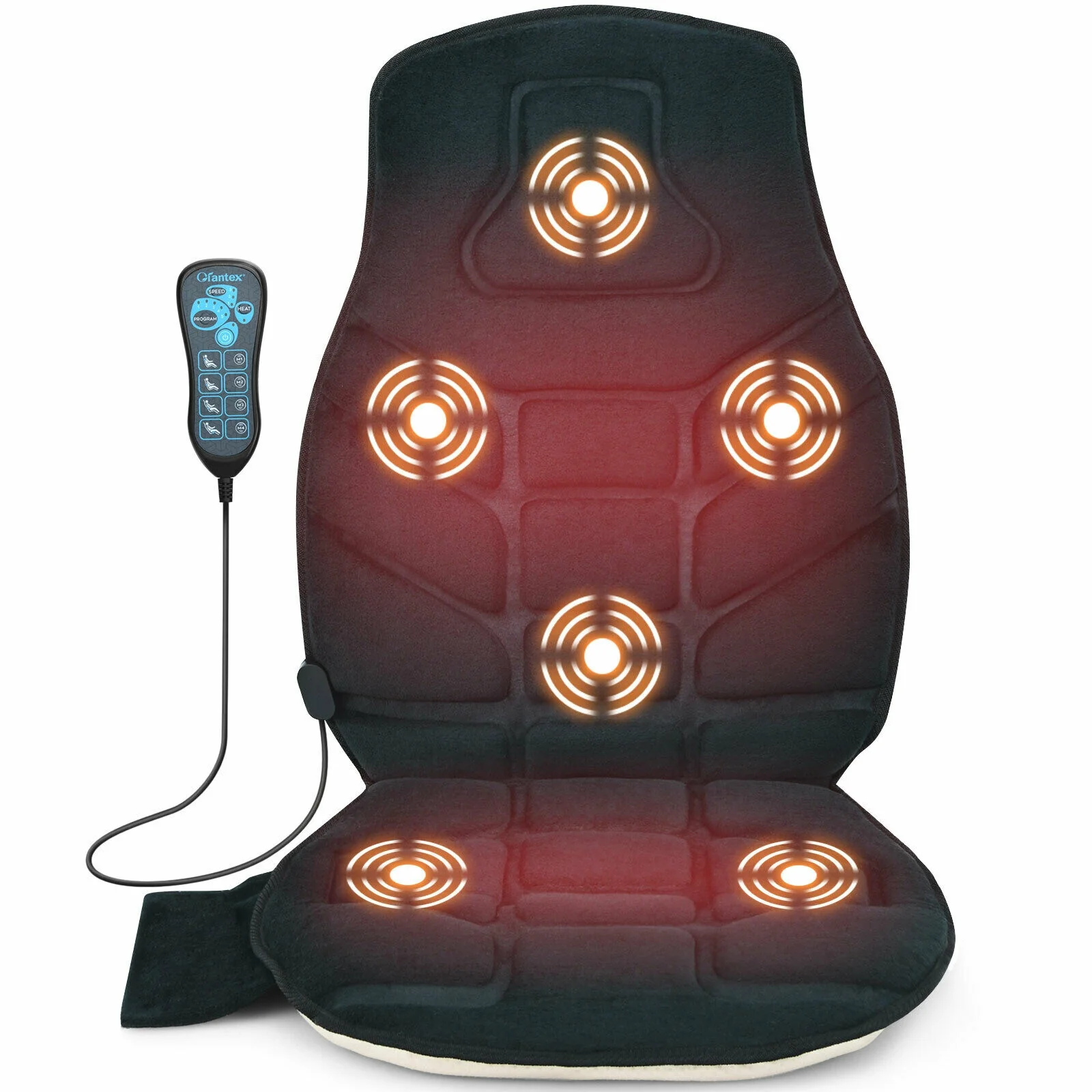 Seat Cushion Massager With Heat, 6 Vibration Motors, Black - Image 3