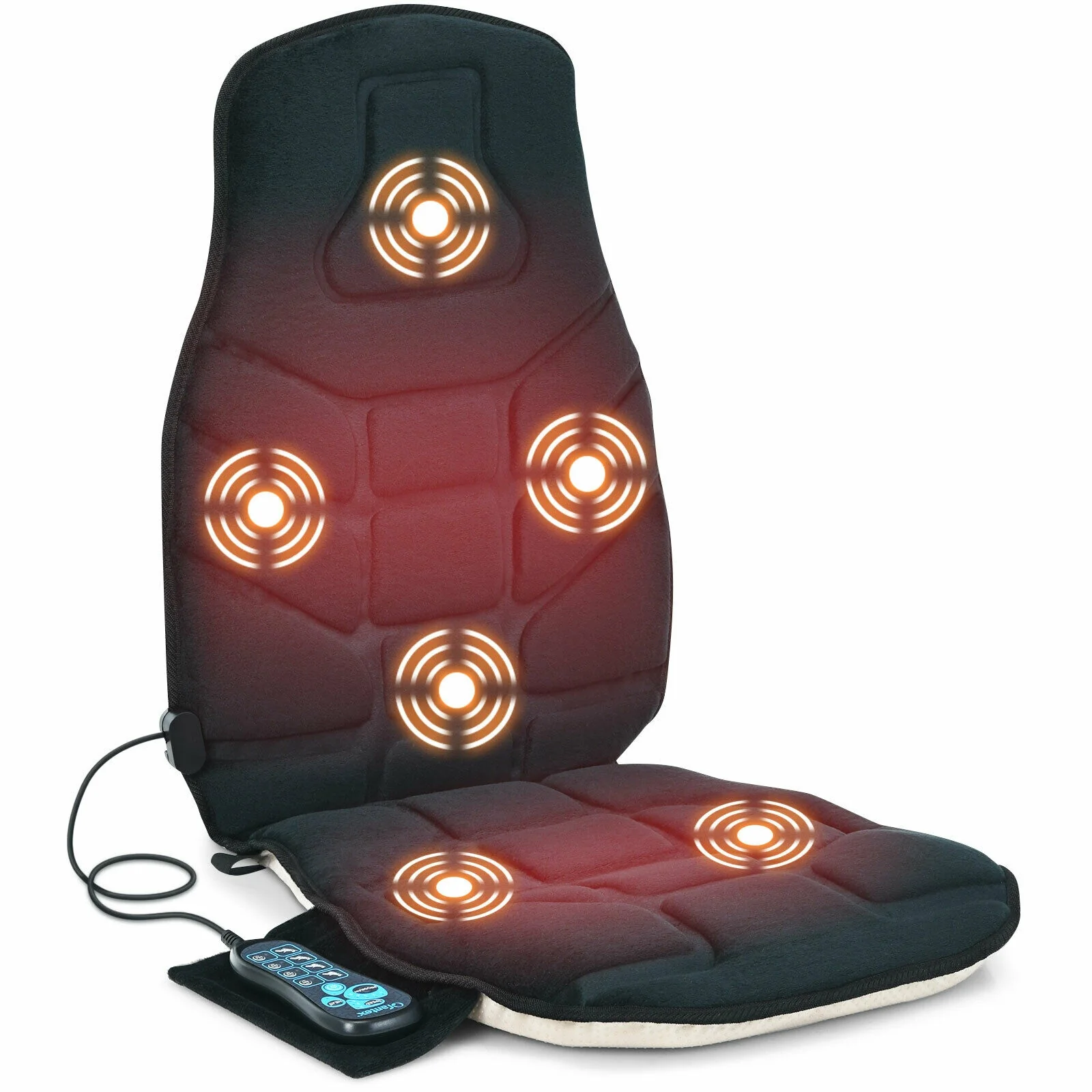 Seat Cushion Massager With Heat, 6 Vibration Motors, Black - Image 4
