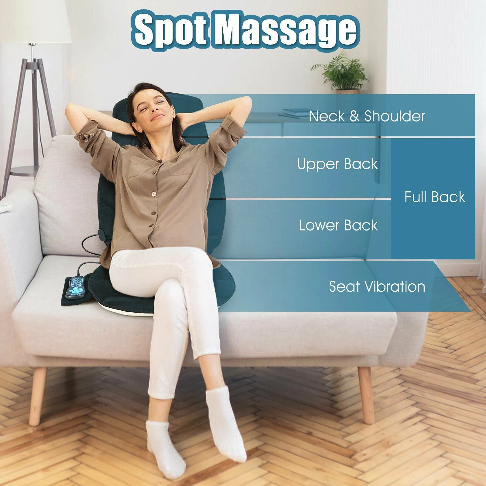 Seat Cushion Massager With Heat, 6 Vibration Motors, Black - Image 6