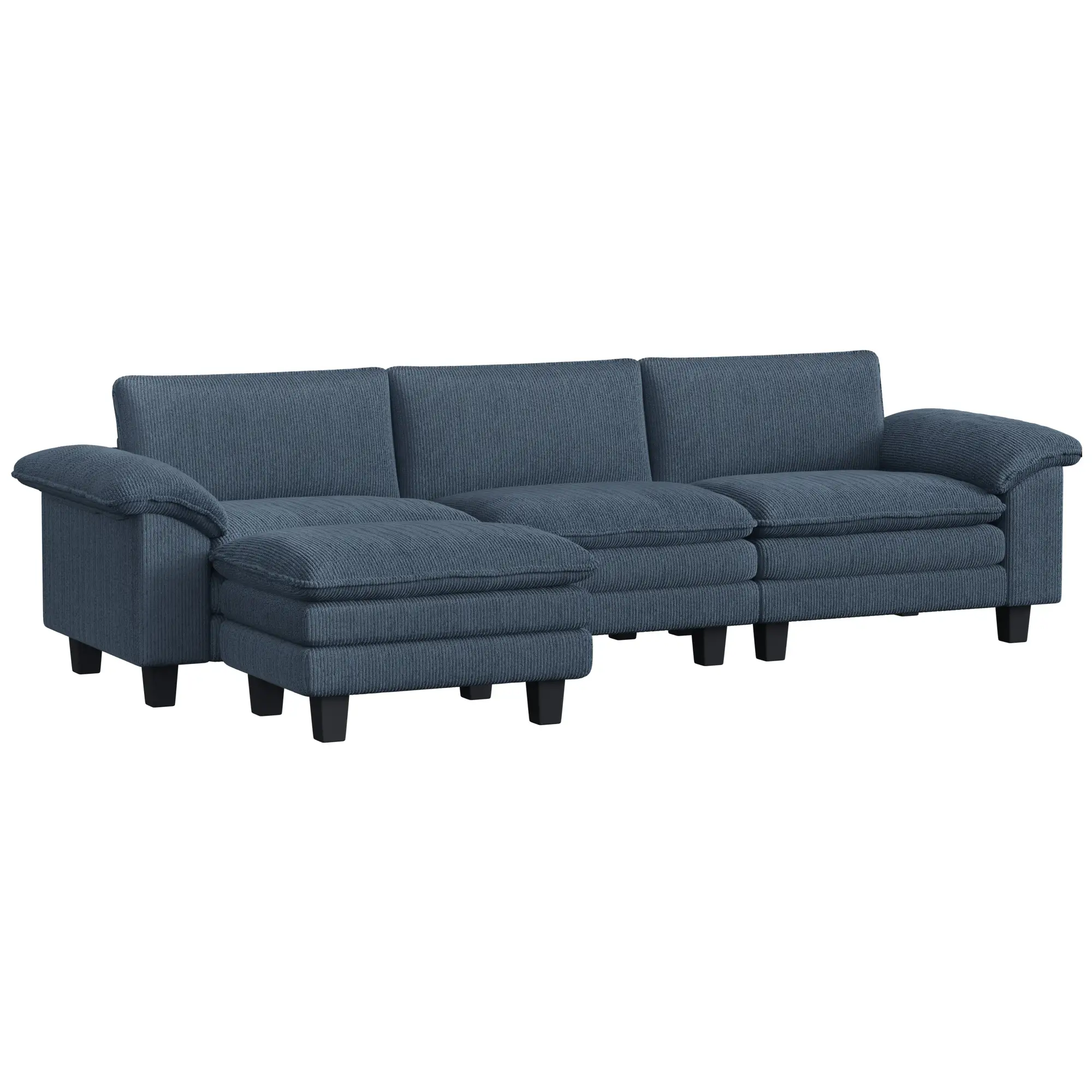 Sectional Sofa, L Shaped Couch, Deep Seat, Blue