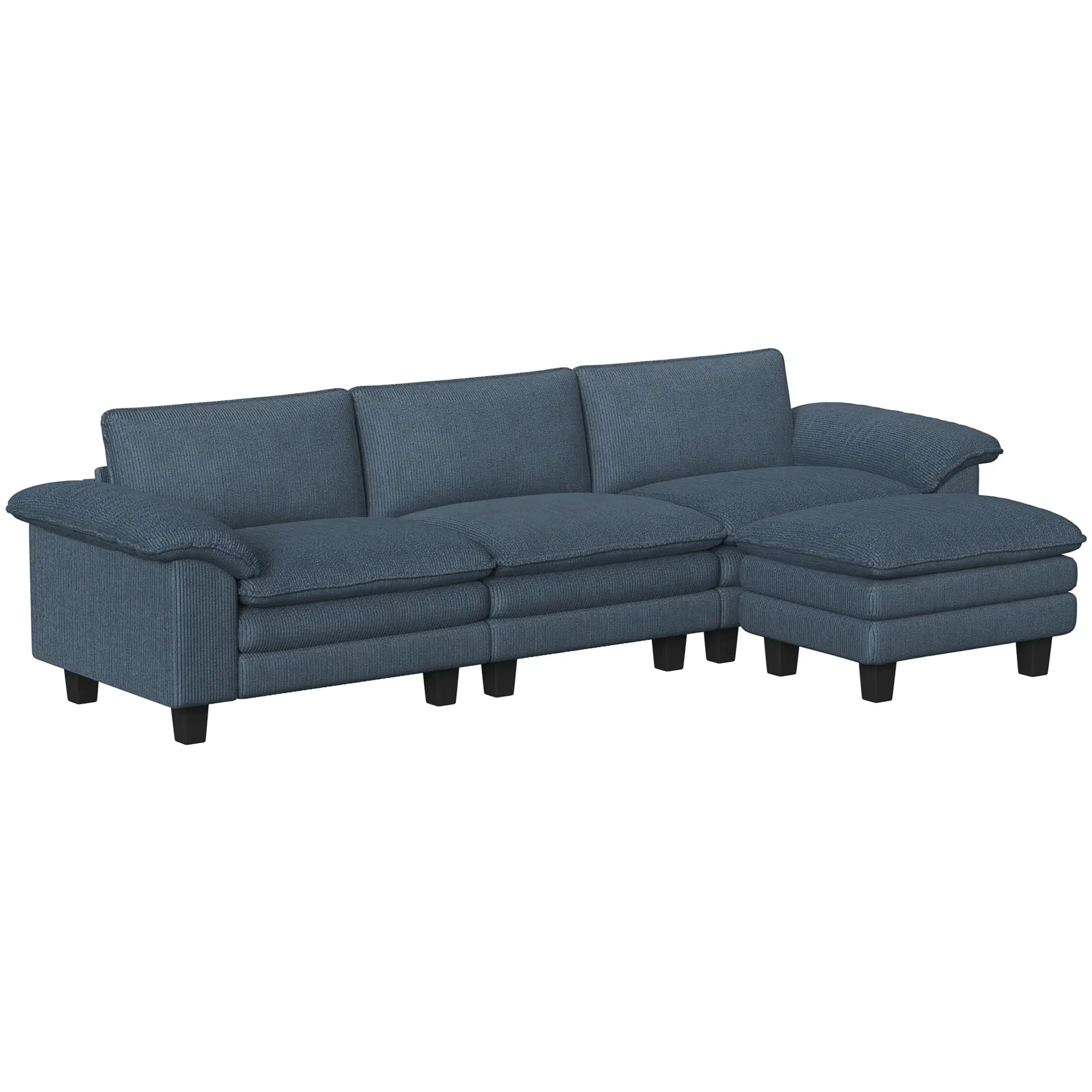 Sectional Sofa, L Shaped Couch, Deep Seat, Blue - Image 10