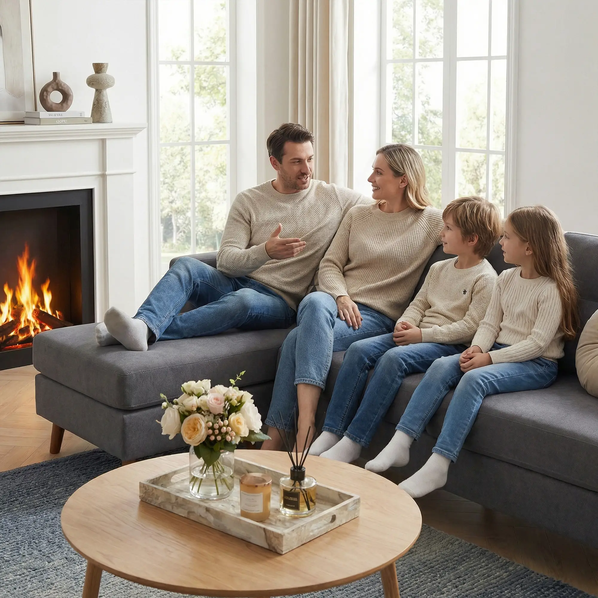 Sectional Sofa with Changeable Chaise, 3 Seat L-Shaped, Dark Grey - Image 11