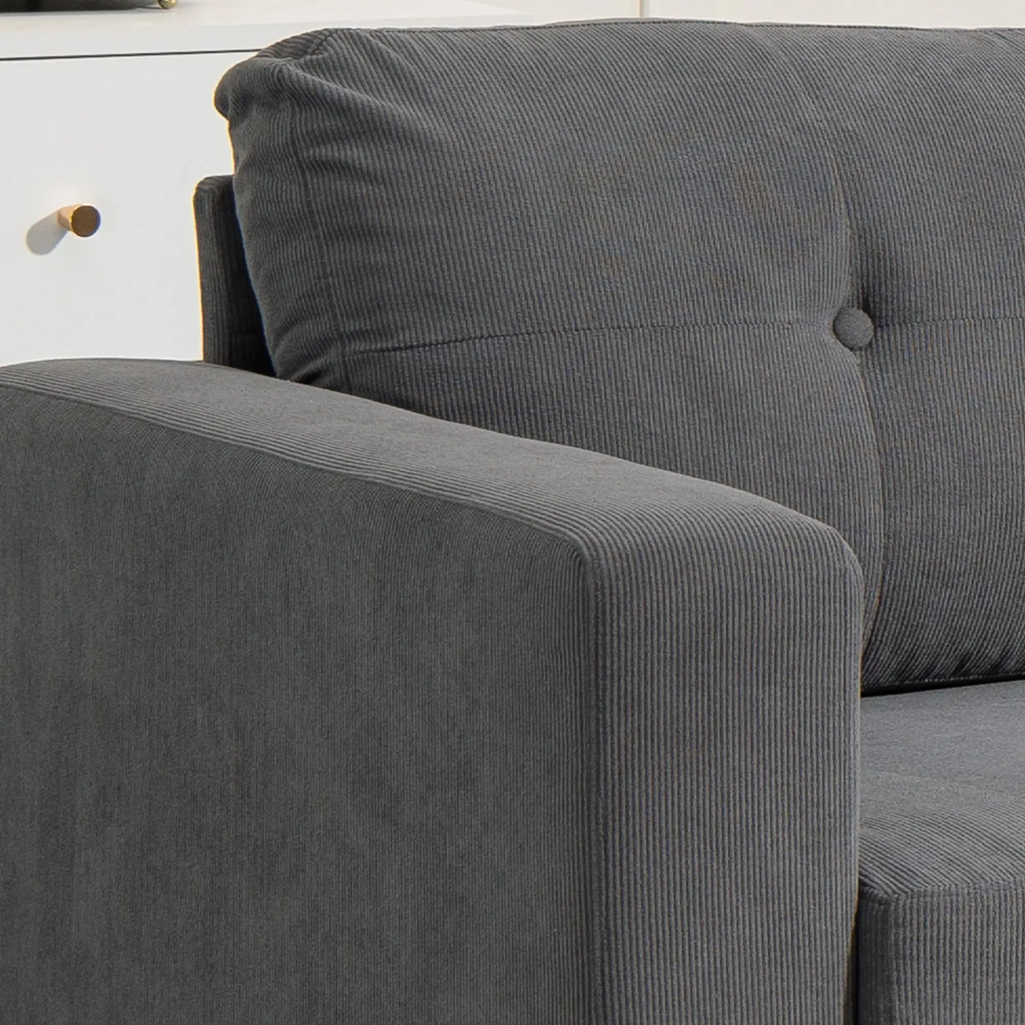 Sectional Sofa with Changeable Chaise, 3 Seat L-Shaped, Dark Grey - Image 12