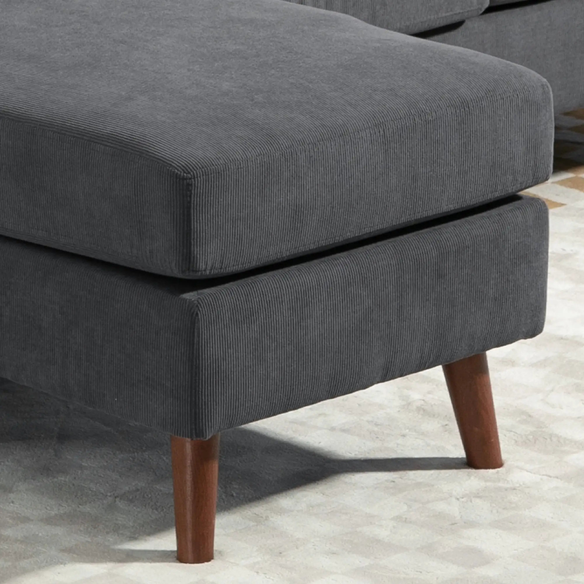 Sectional Sofa with Changeable Chaise, 3 Seat L-Shaped, Dark Grey - Image 13