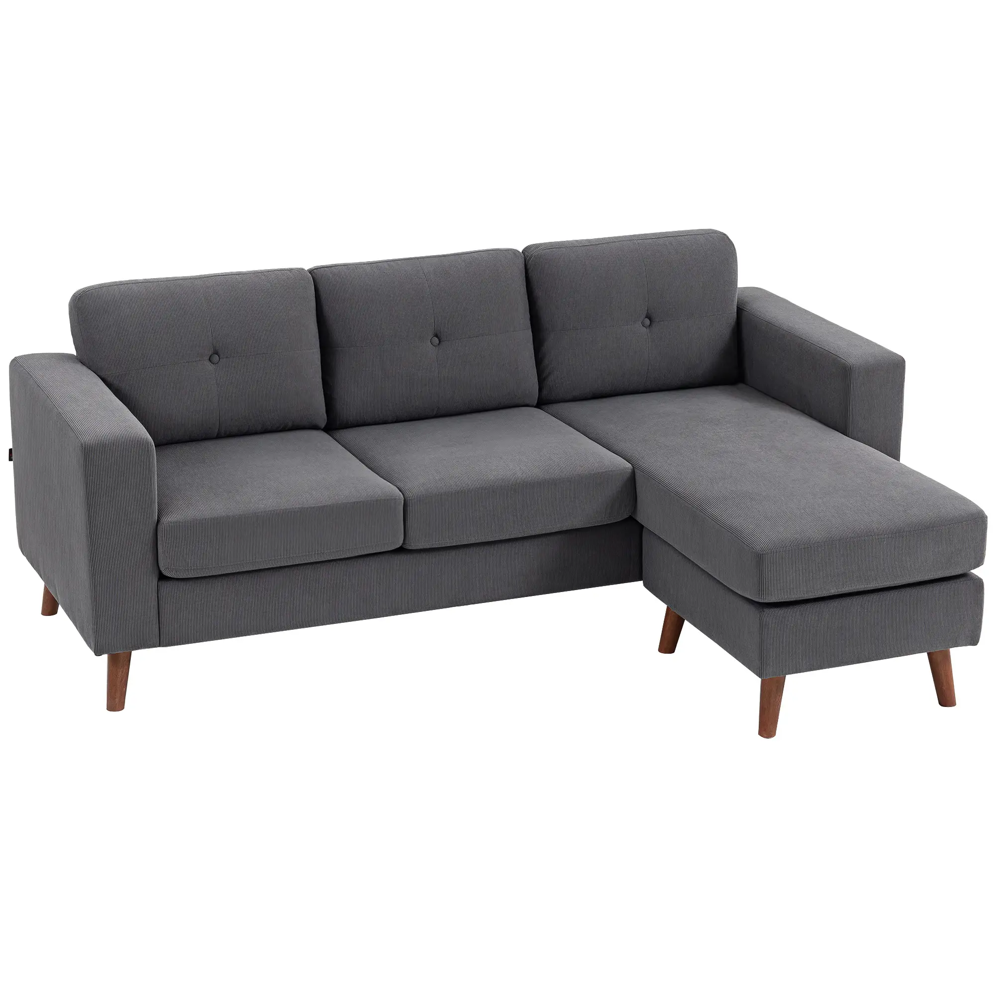Sectional Sofa with Changeable Chaise, 3 Seat L-Shaped, Dark Grey - Image 15