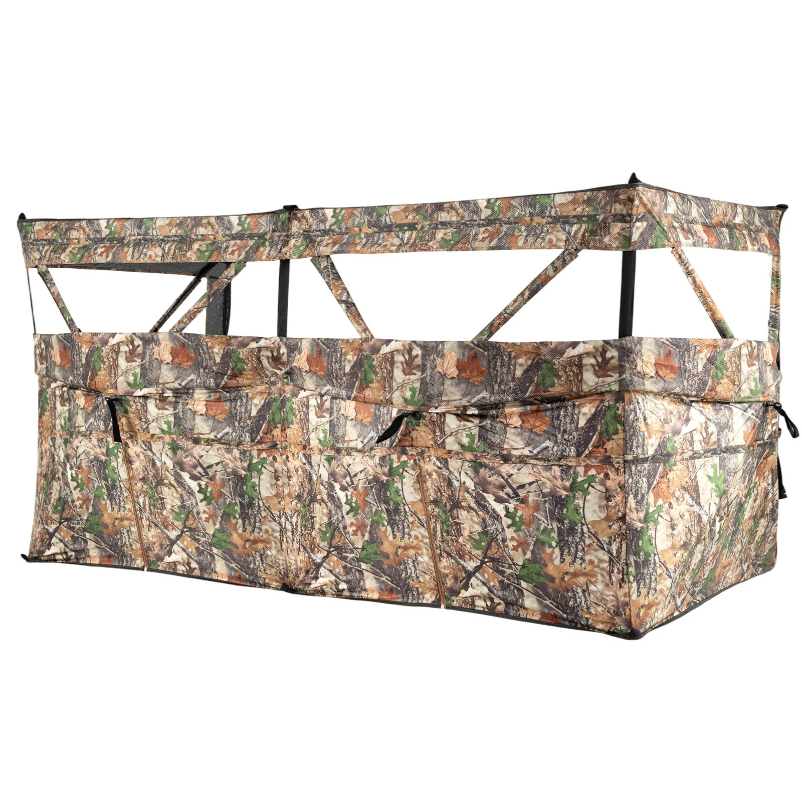 See-Through Hunting Blind Panel with Dog Door Pop up Waterflow Blind for 1-3 People, Camouflage