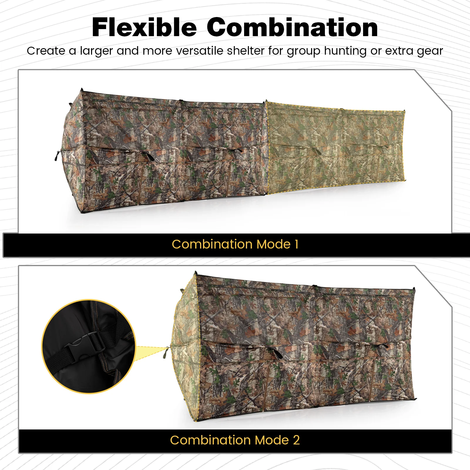 See-Through Hunting Blind Panel with Dog Door Pop up Waterflow Blind for 1-3 People, Camouflage - Image 8