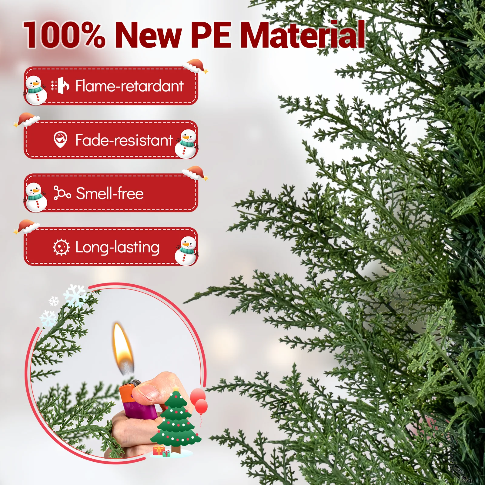 Set of 1/2 4 FT Artificial Christmas Tree Potted Xmas Tree with 100 Branch Tips and Retro Base-Set of 1 - Image 7
