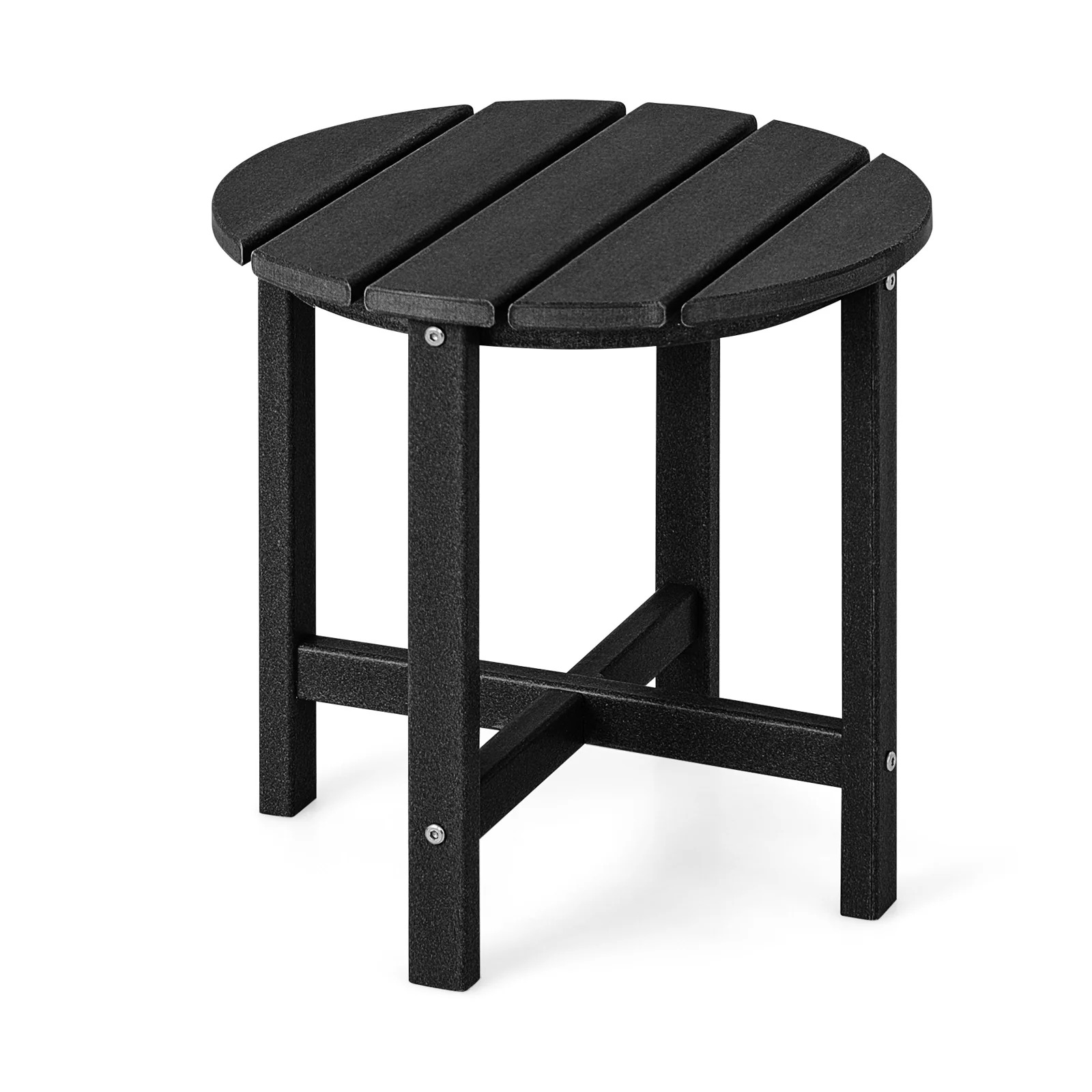 Set Of 2 18 Inch Round Weather-Resistant Adirondack Side Tables, Black - Image 5