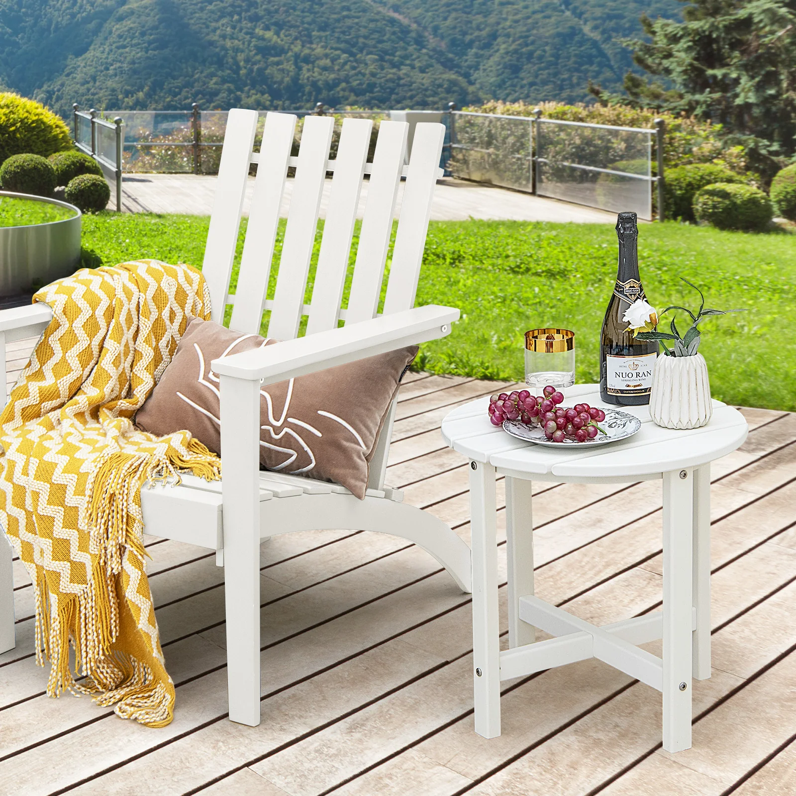 Set of 2 18 Inch Round Weather-Resistant Side Tables, White - Image 2