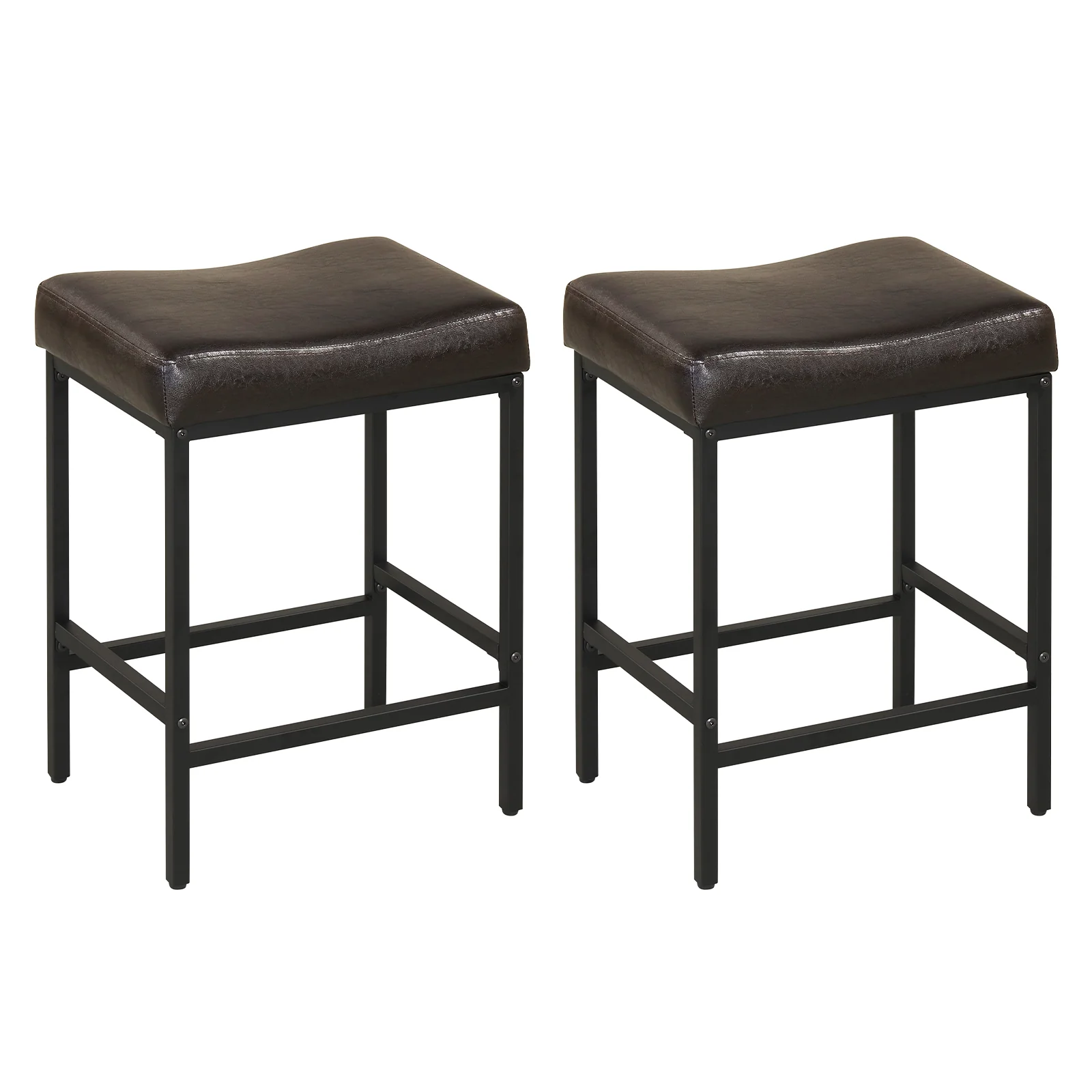 Set of 2 25" Counter Height Bar Chairs, Brown