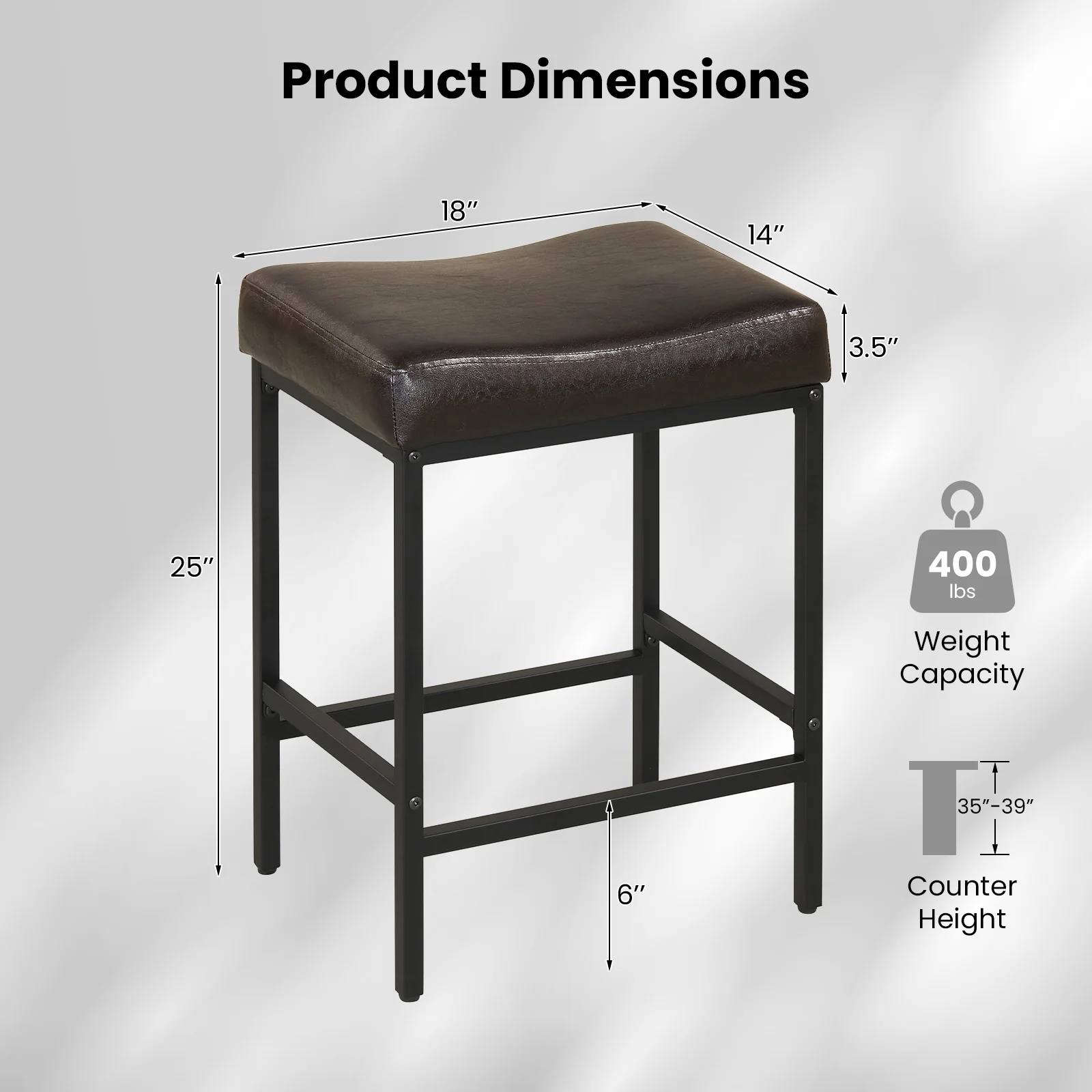 Set of 2 25" Counter Height Bar Chairs, Brown - Image 4