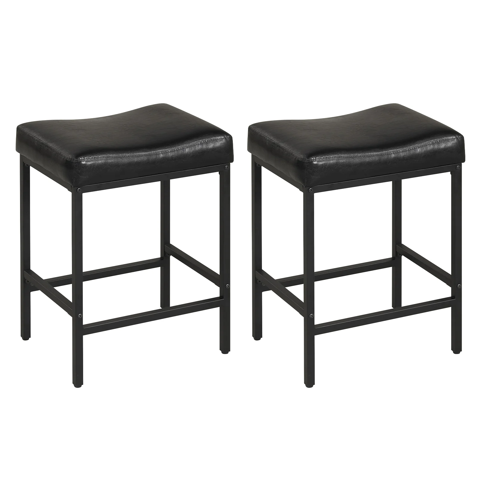 Set Of 2 25 Inch Counter Height Bar Chairs, Black