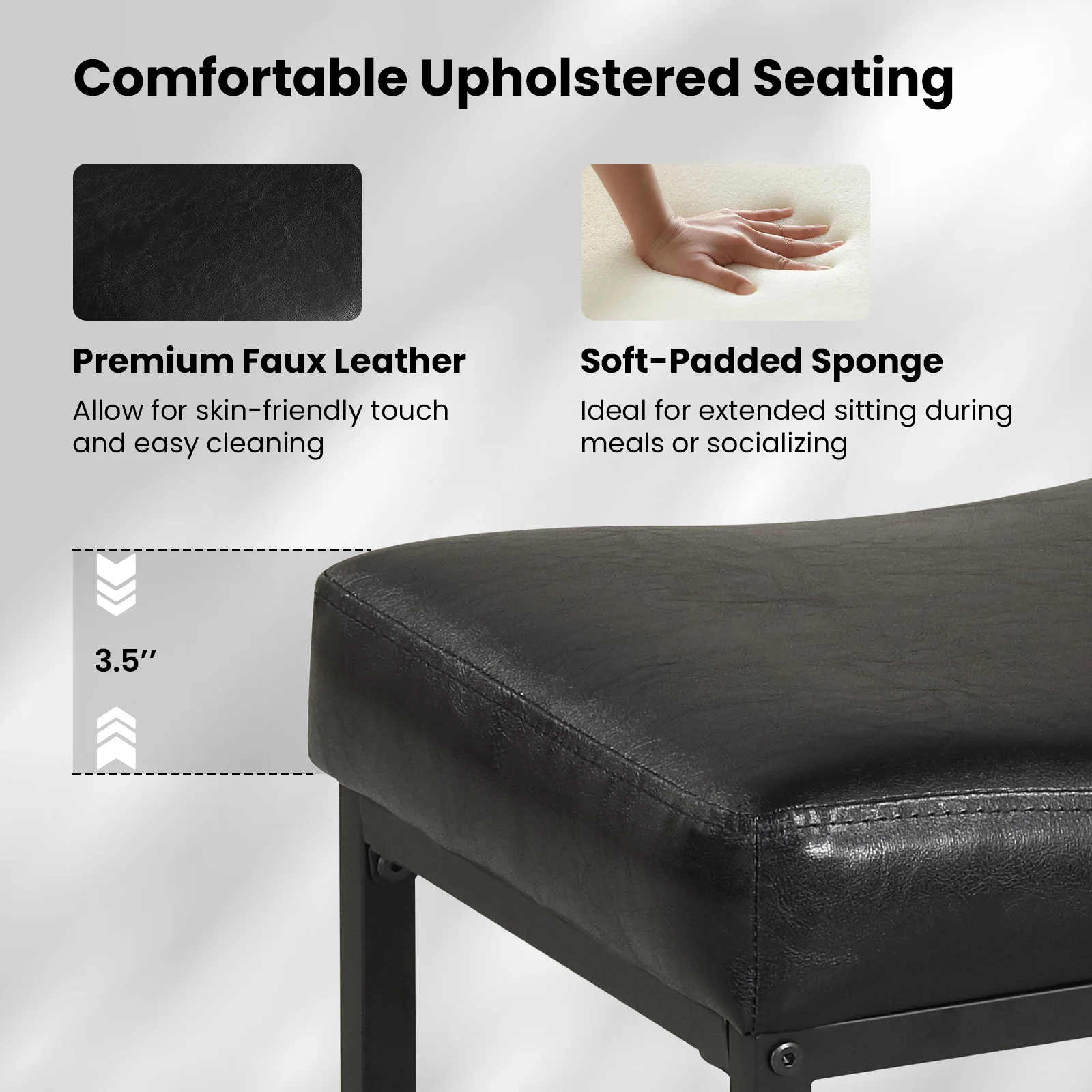 Set Of 2 25 Inch Counter Height Bar Chairs, Black - Image 7